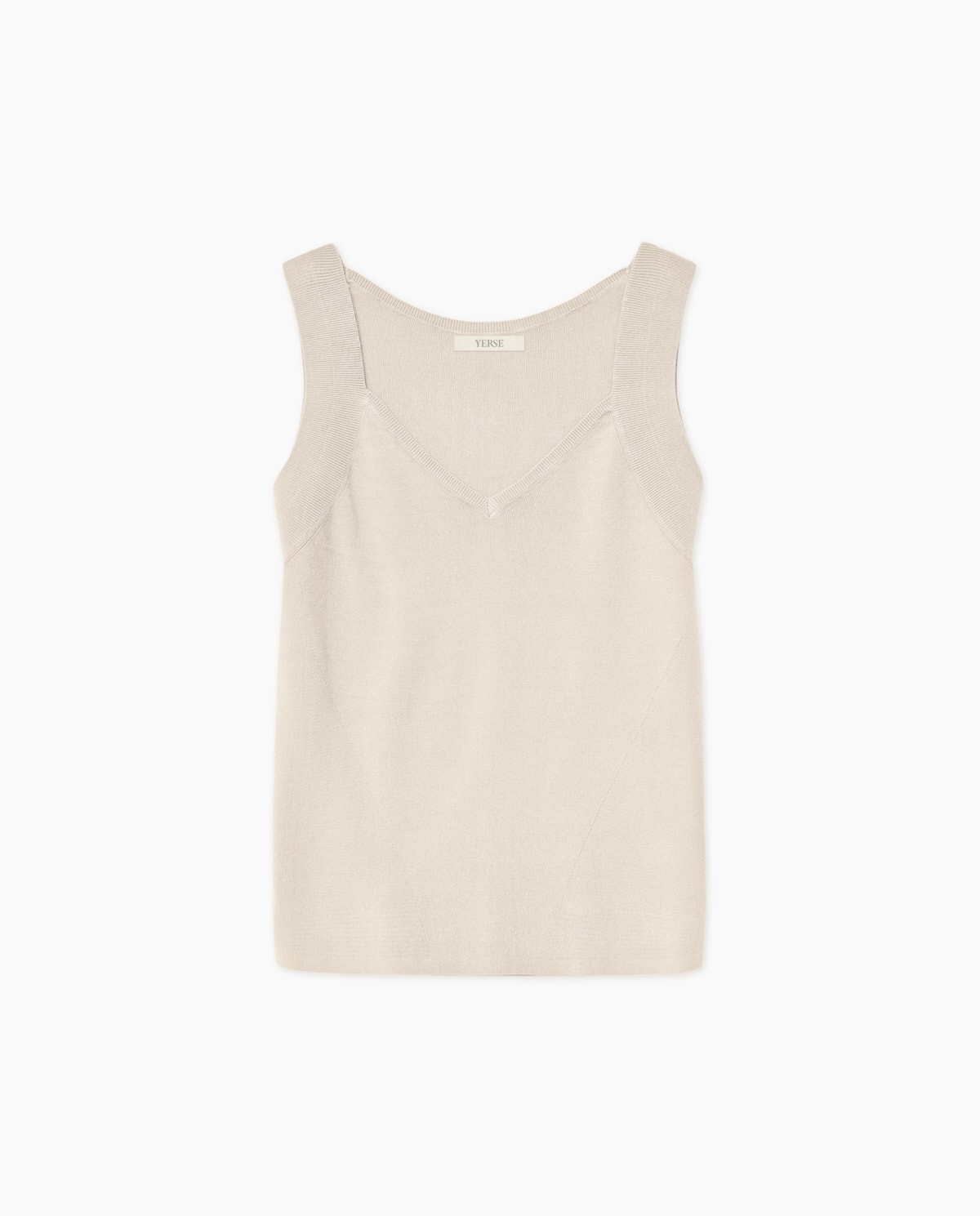 Top escote pico tirantes anchos beige 6