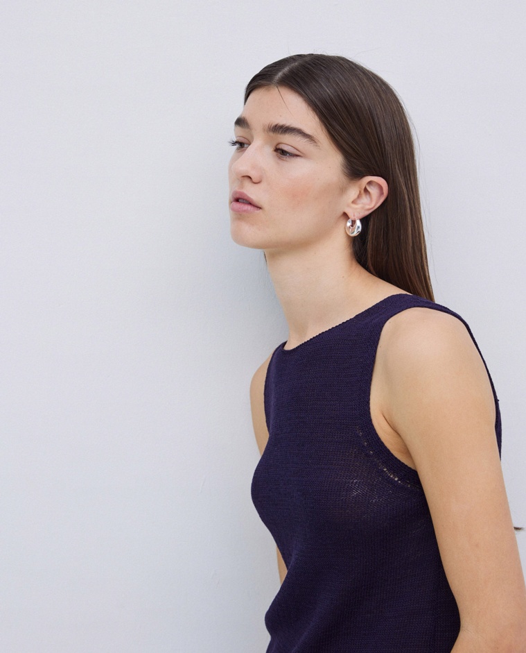 Top col rond bleu foncé