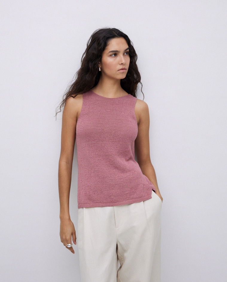 Top col rond rose antique
