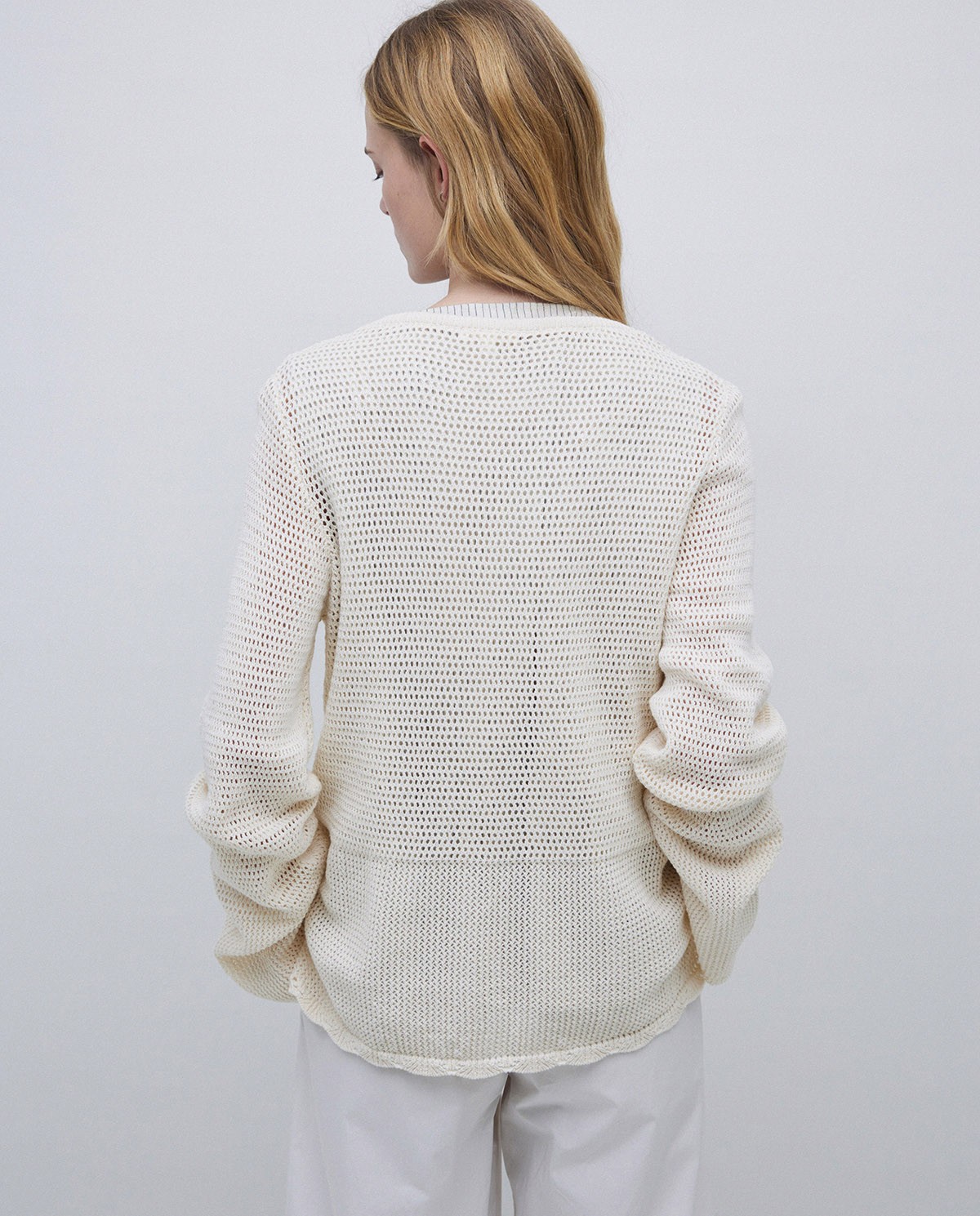 Jersey calado lazo blanco roto