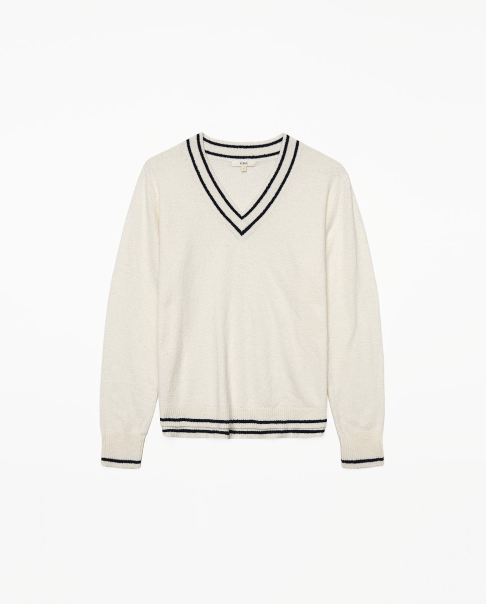 Jersey cuello pico crudo