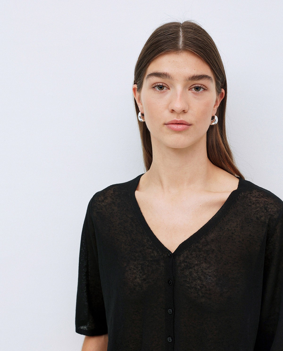 Black short 3/4-sleeve cardigan 2