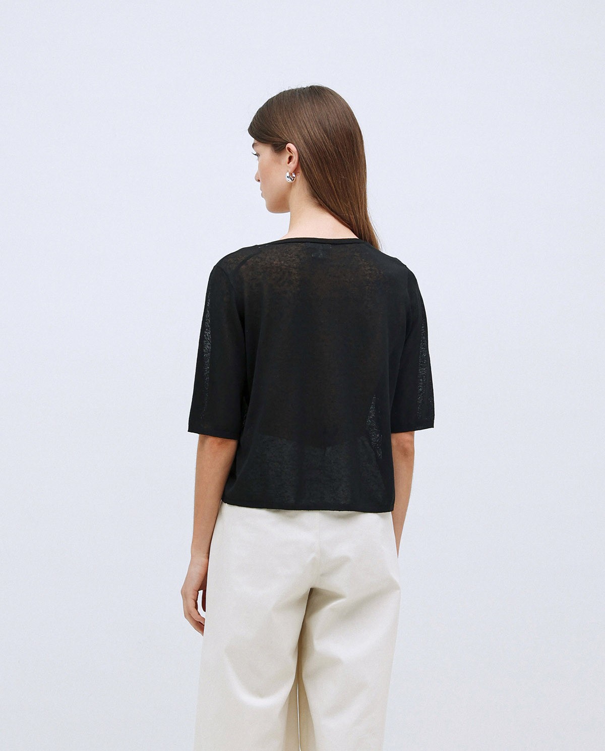 Black short 3/4-sleeve cardigan 4