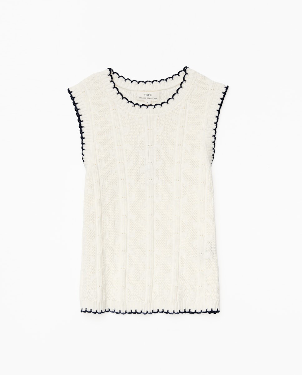 Top detalles contraste blanco roto 5