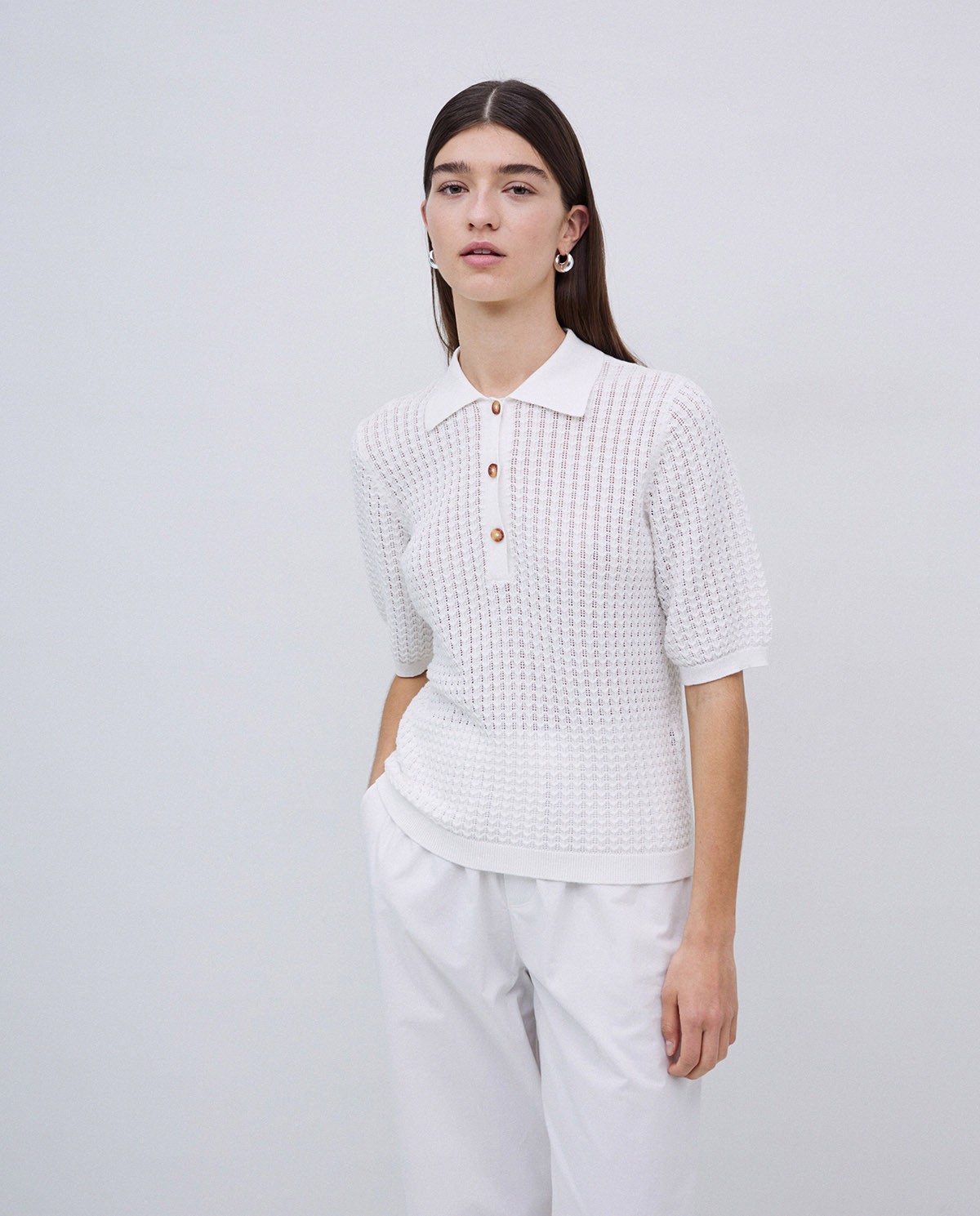 Jersey punto calado blanco 1