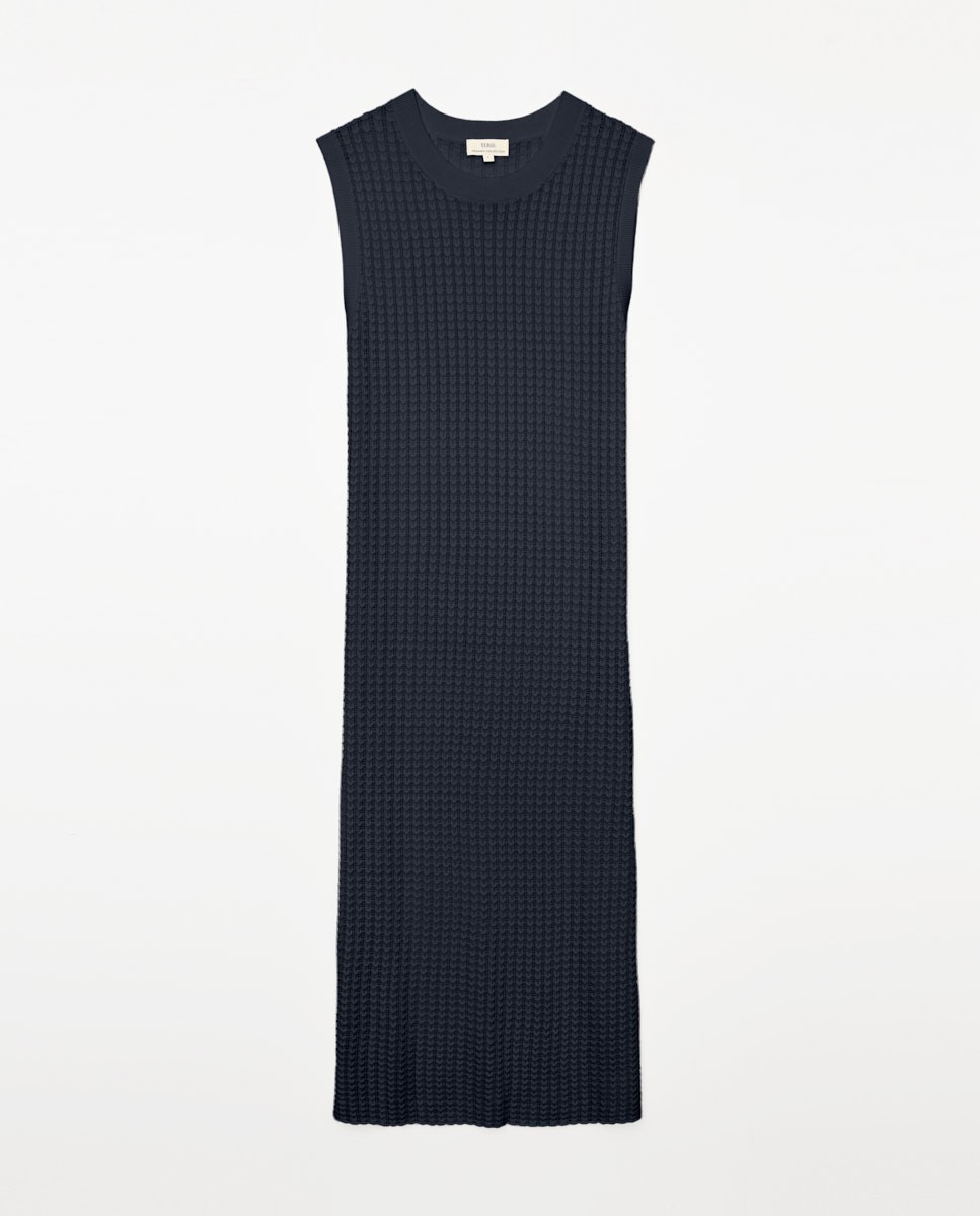 Vestido largo calado azul oscuro 6