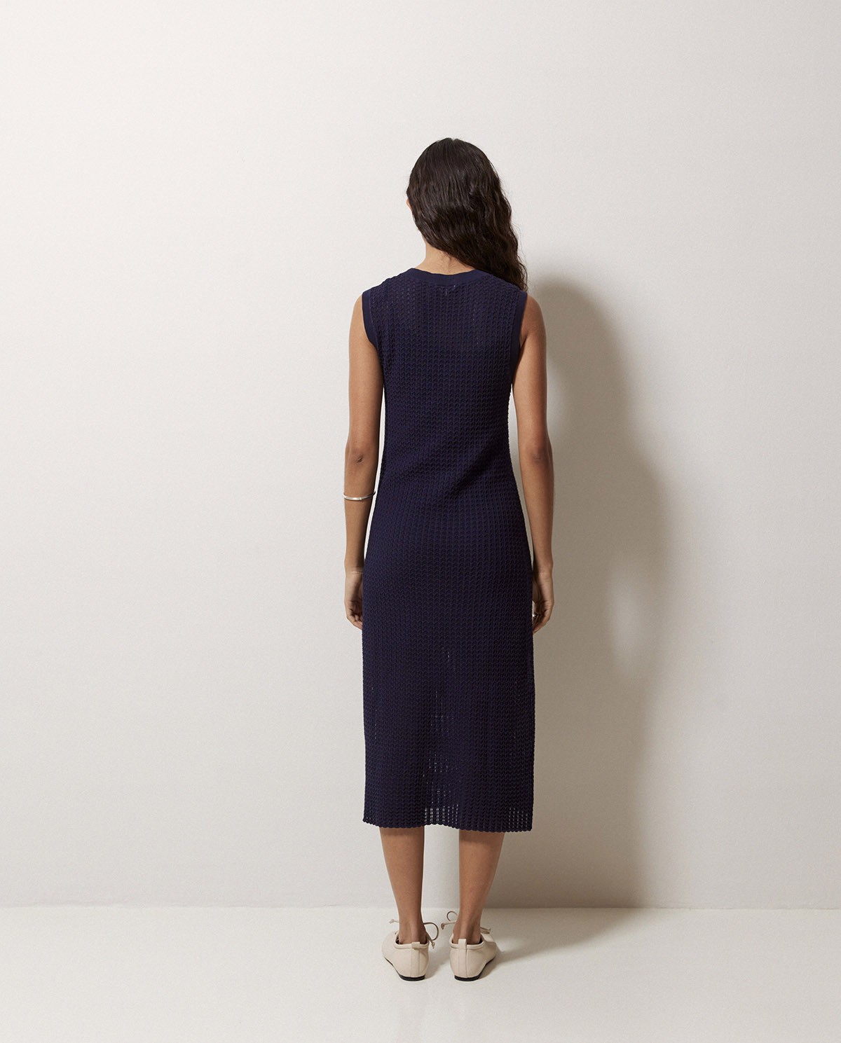 Vestido largo calado azul oscuro 5