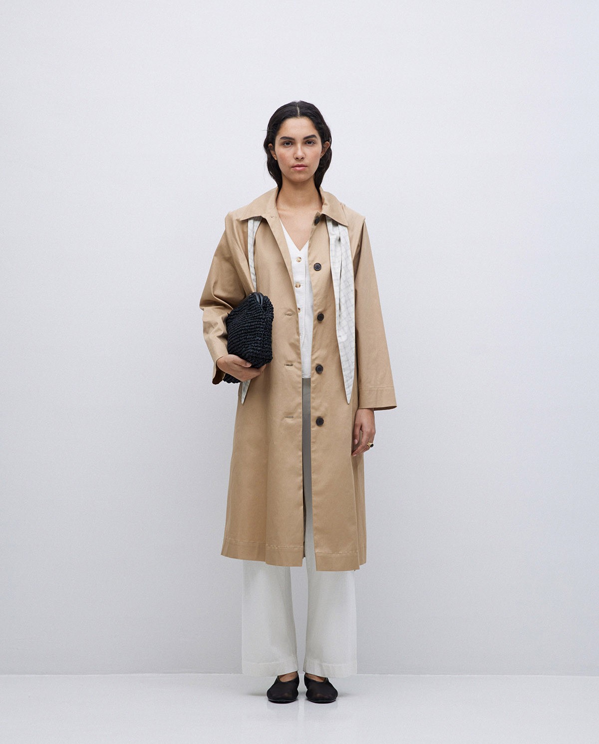Gabardina algodón capucha camel