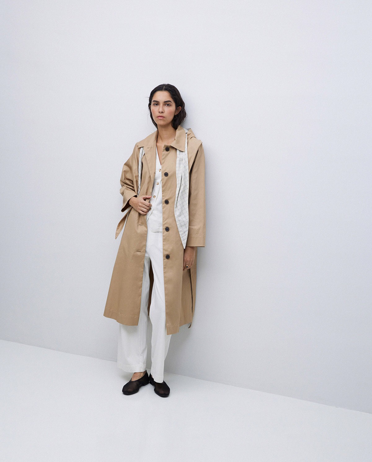 Gabardina algodón capucha camel 3