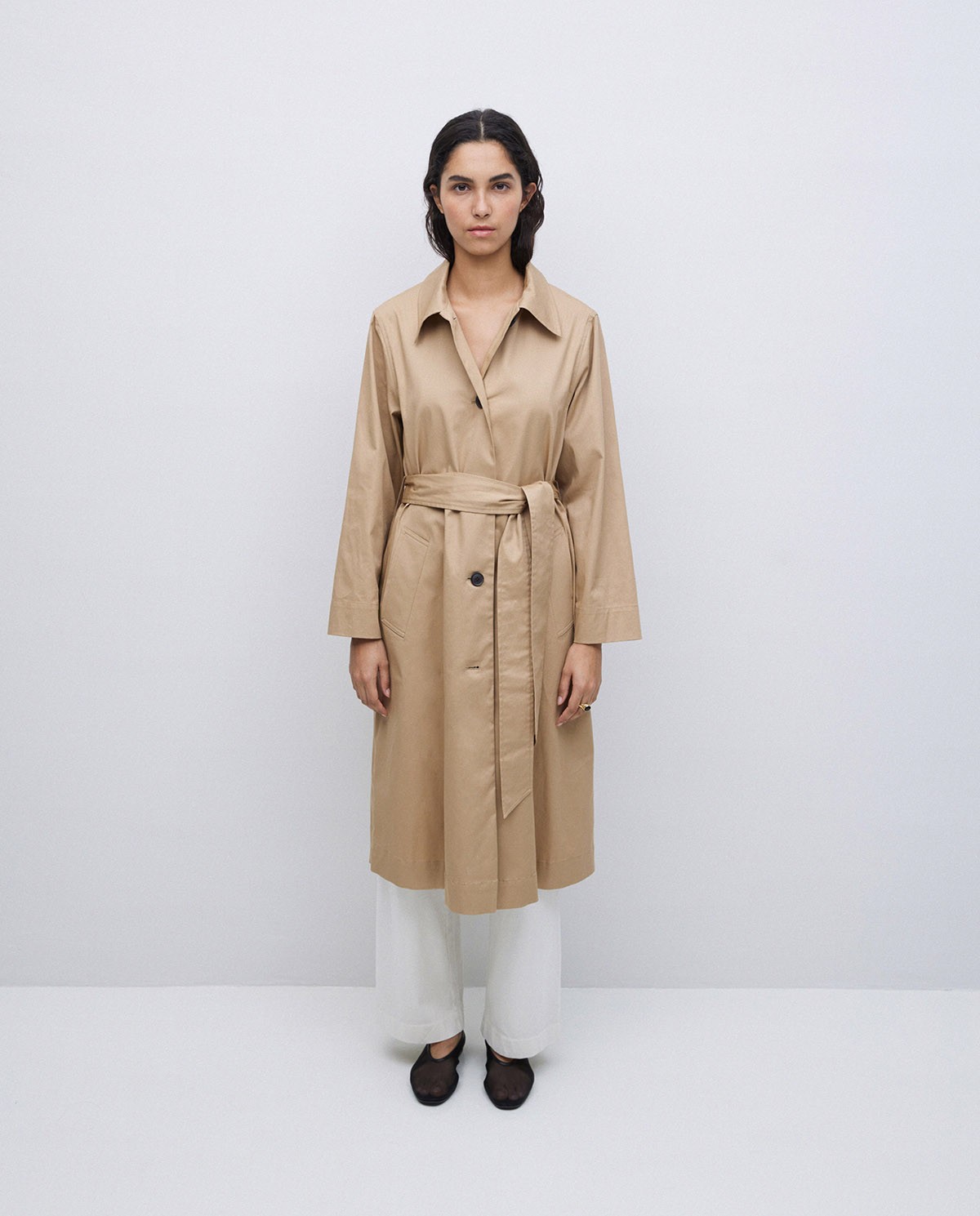 Gabardina algodón capucha camel 6