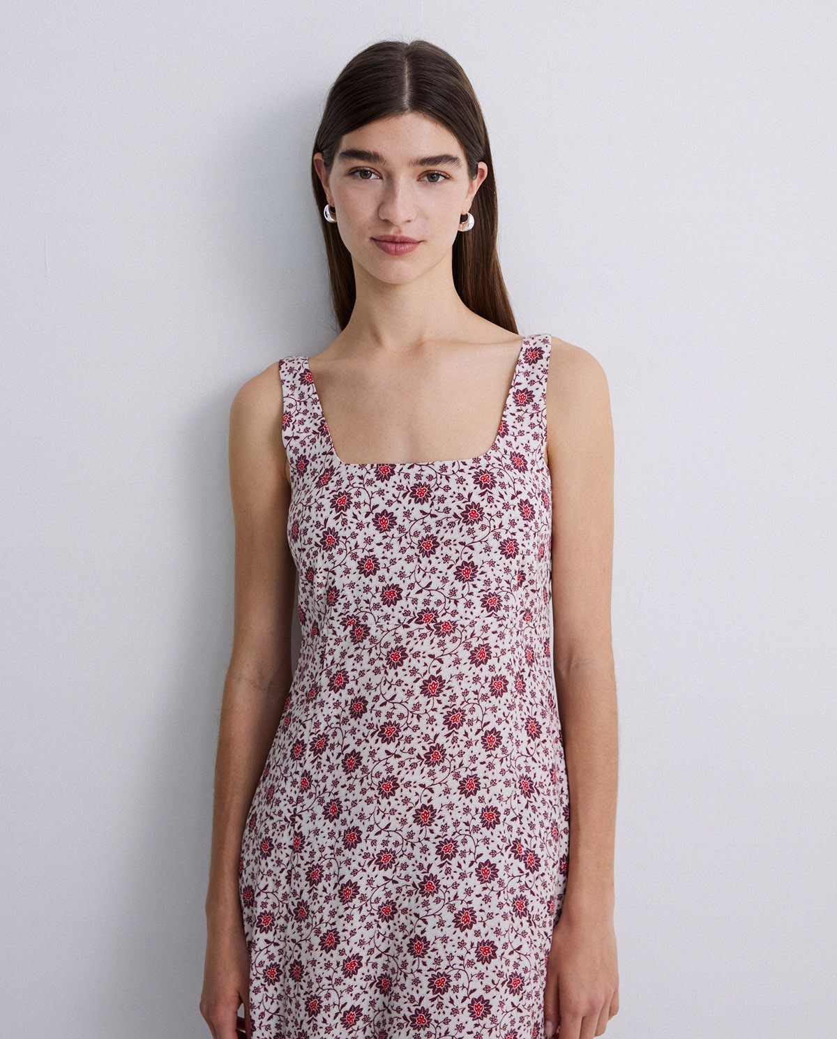 Long floral aubergine dress 1