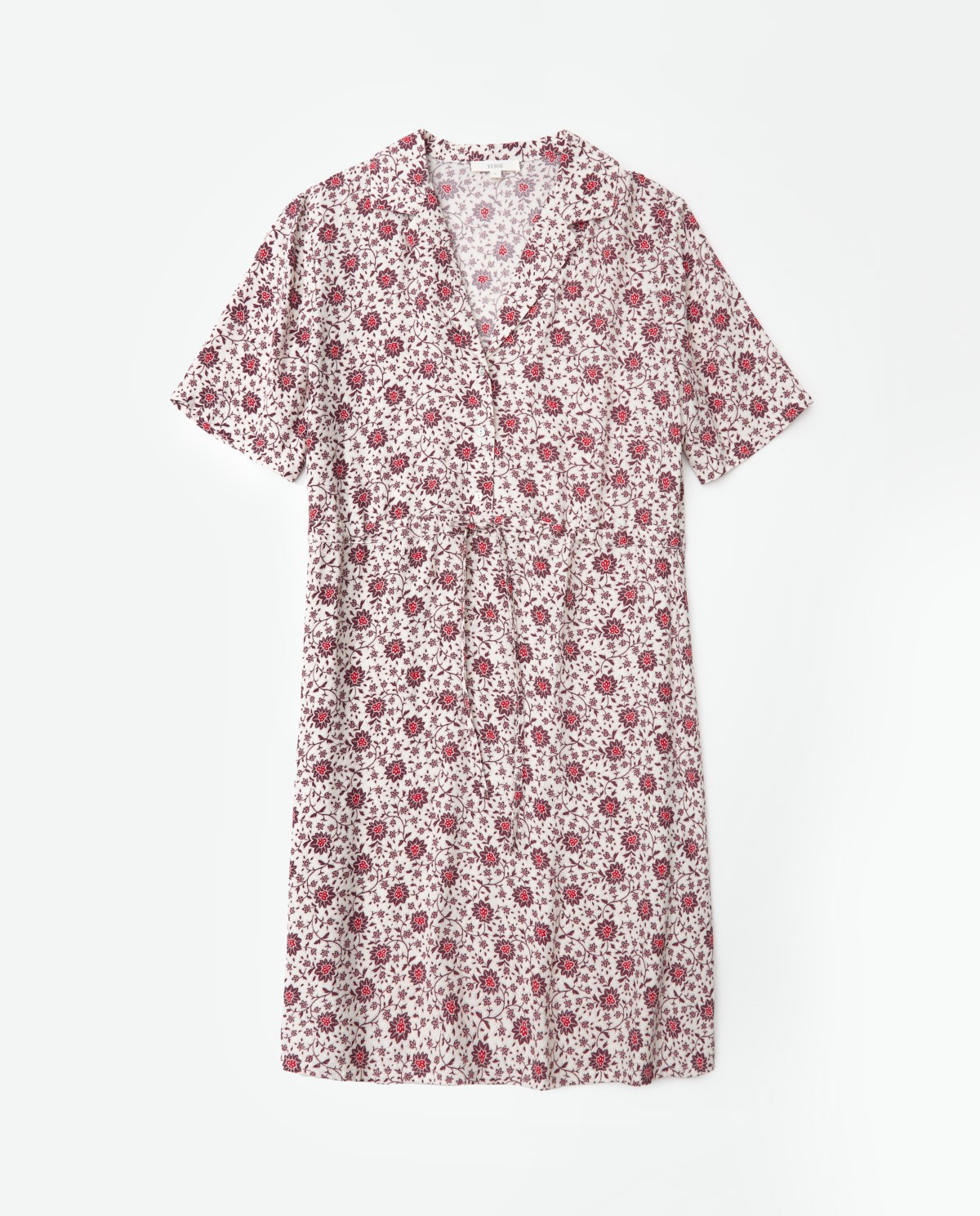 Short floral aubergine dress