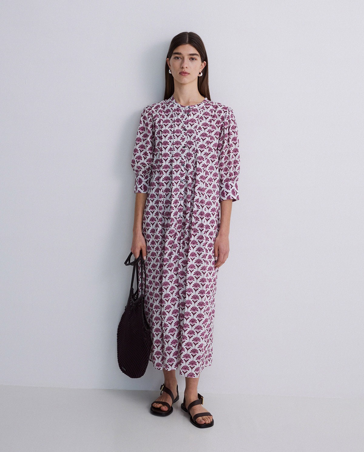 Vestido midi algodón rosa 1