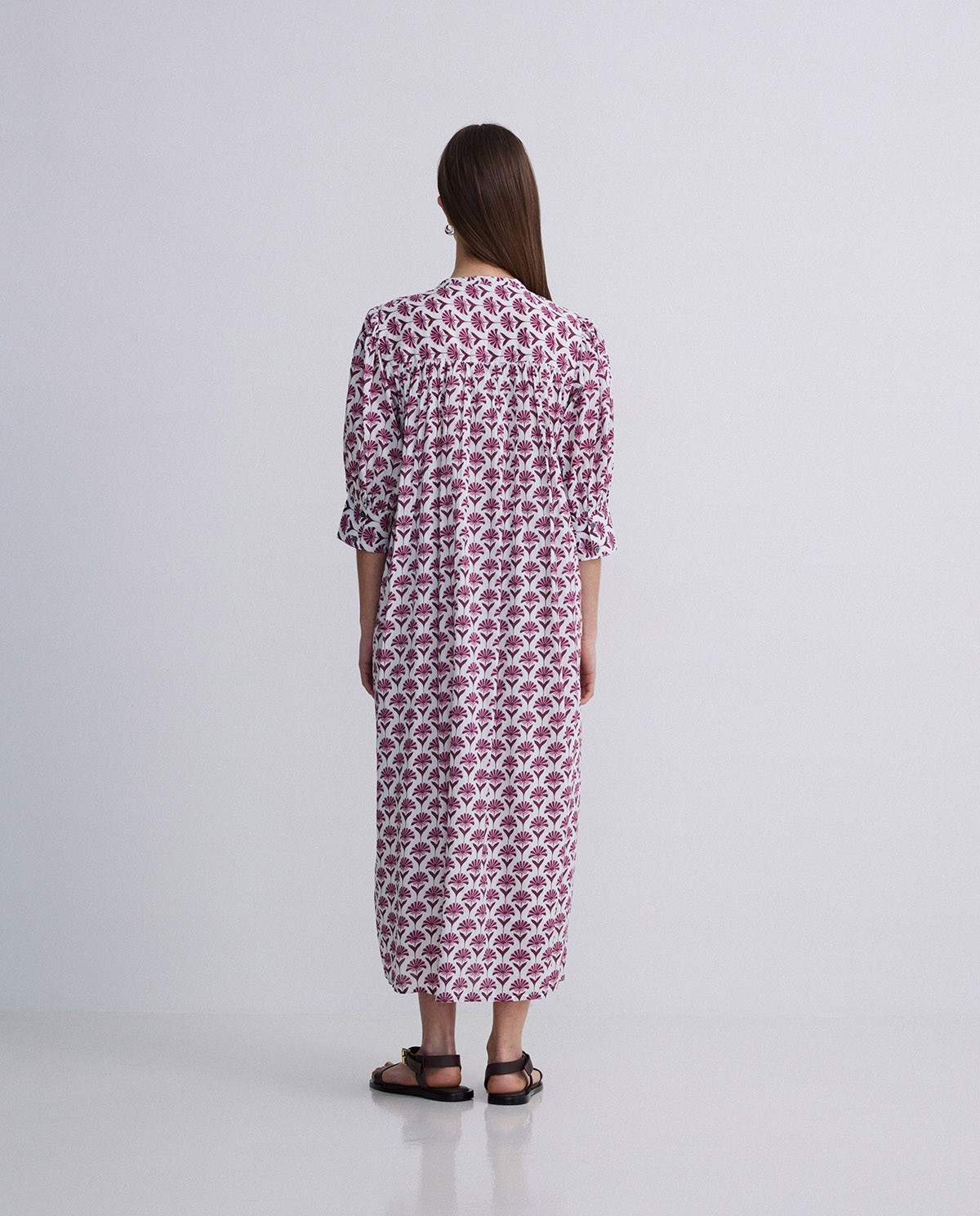 Vestido midi algodón rosa 6