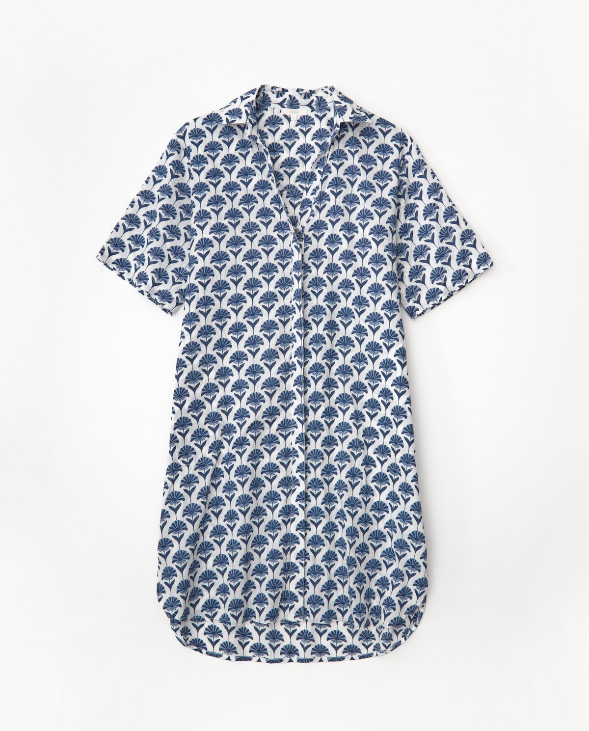 Short blue floral cotton dress