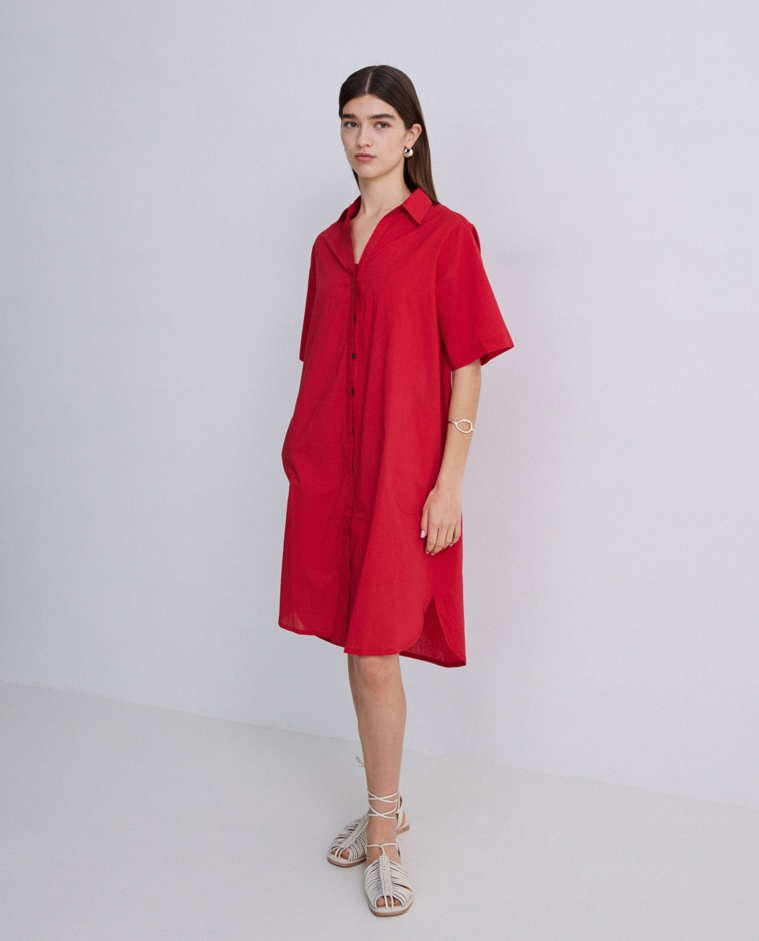 Vestido corto algodón rojo 