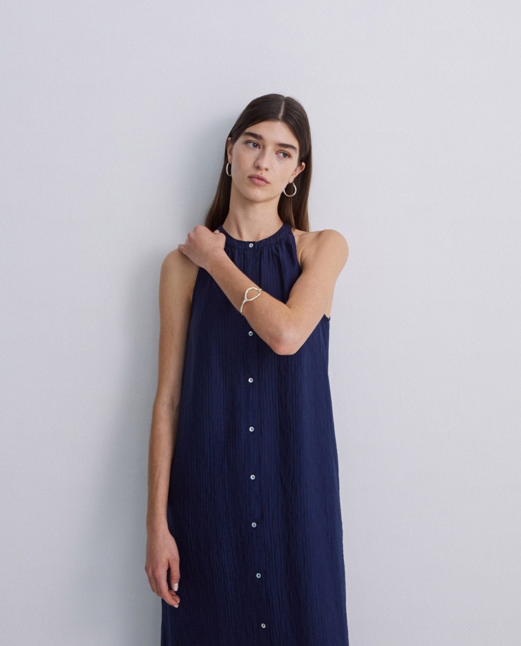 Dark blue halterneck dress - Lyocell blend dress