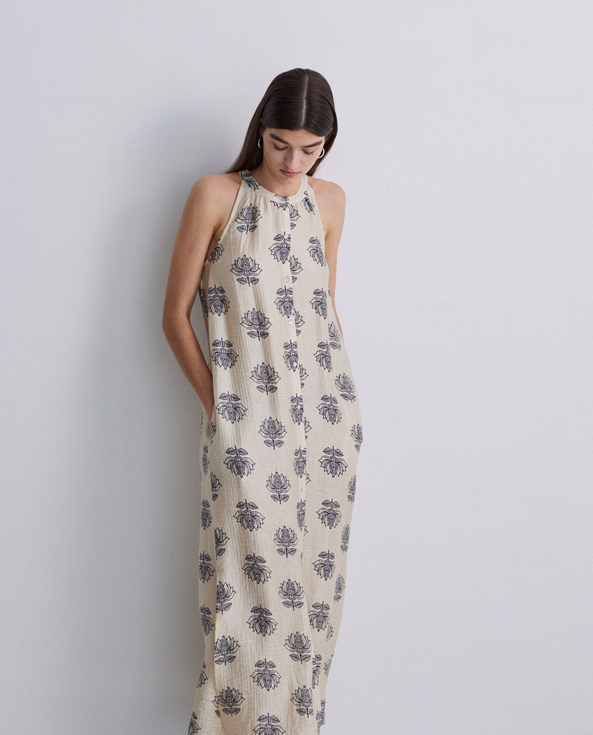 Robe midi col licou naturelle 1