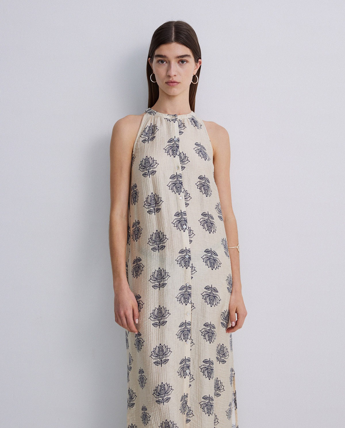 Robe midi col licou naturelle