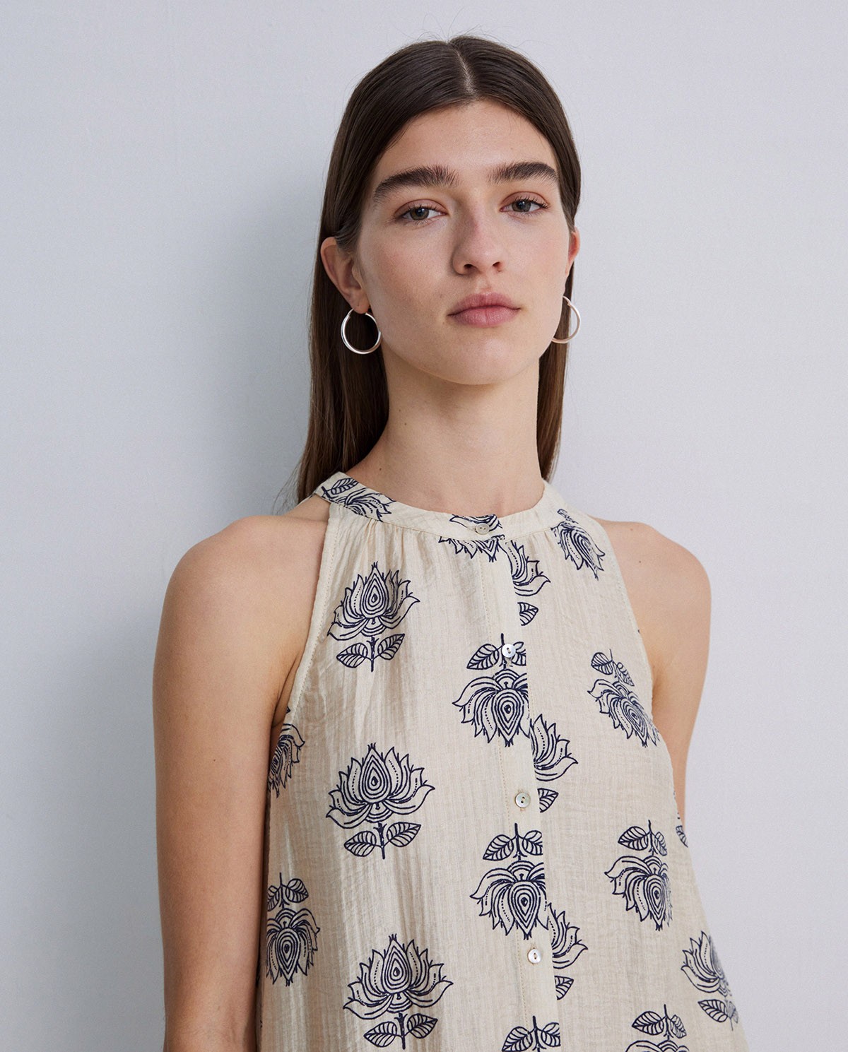 Robe midi col licou naturelle