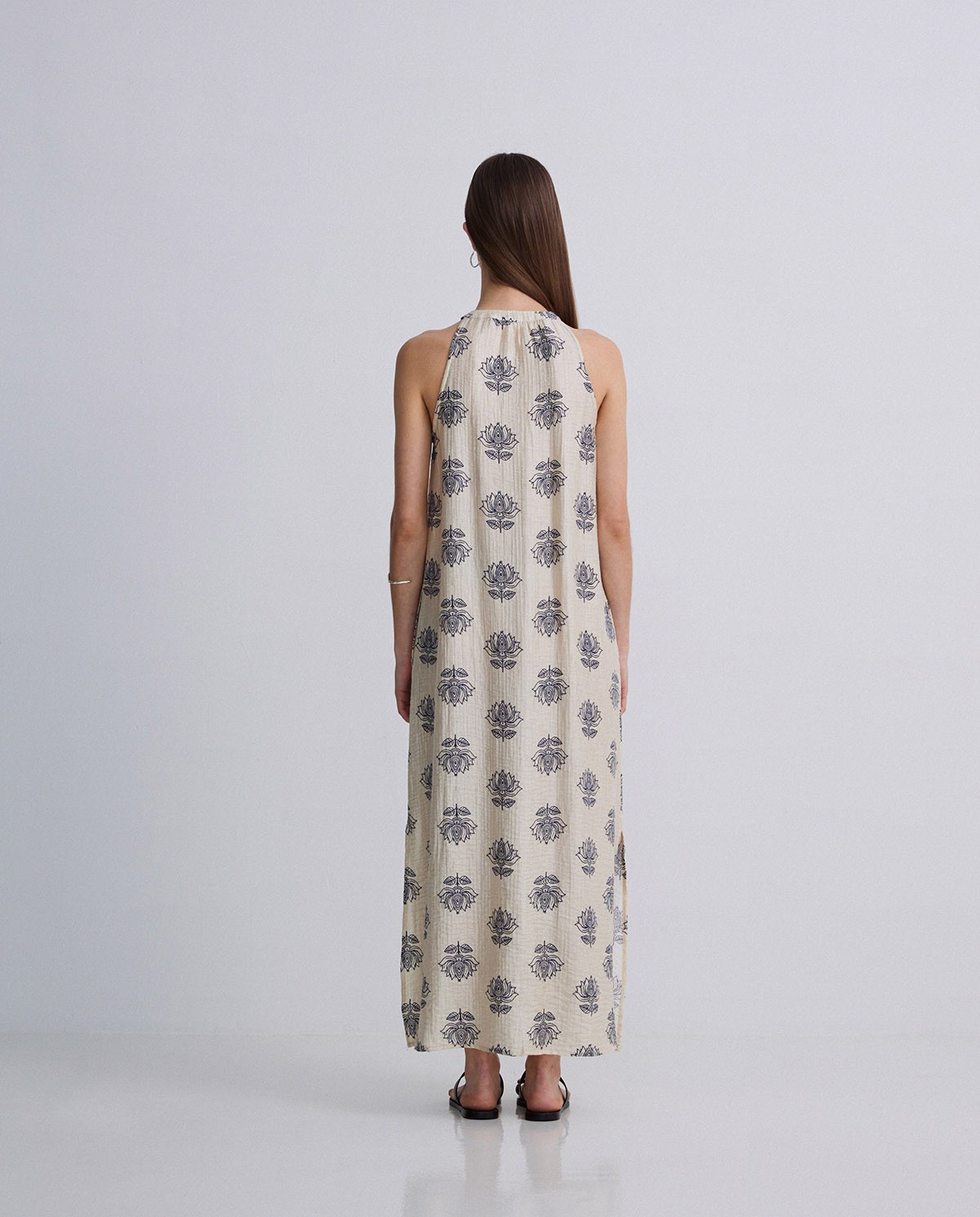 Robe midi col licou naturelle