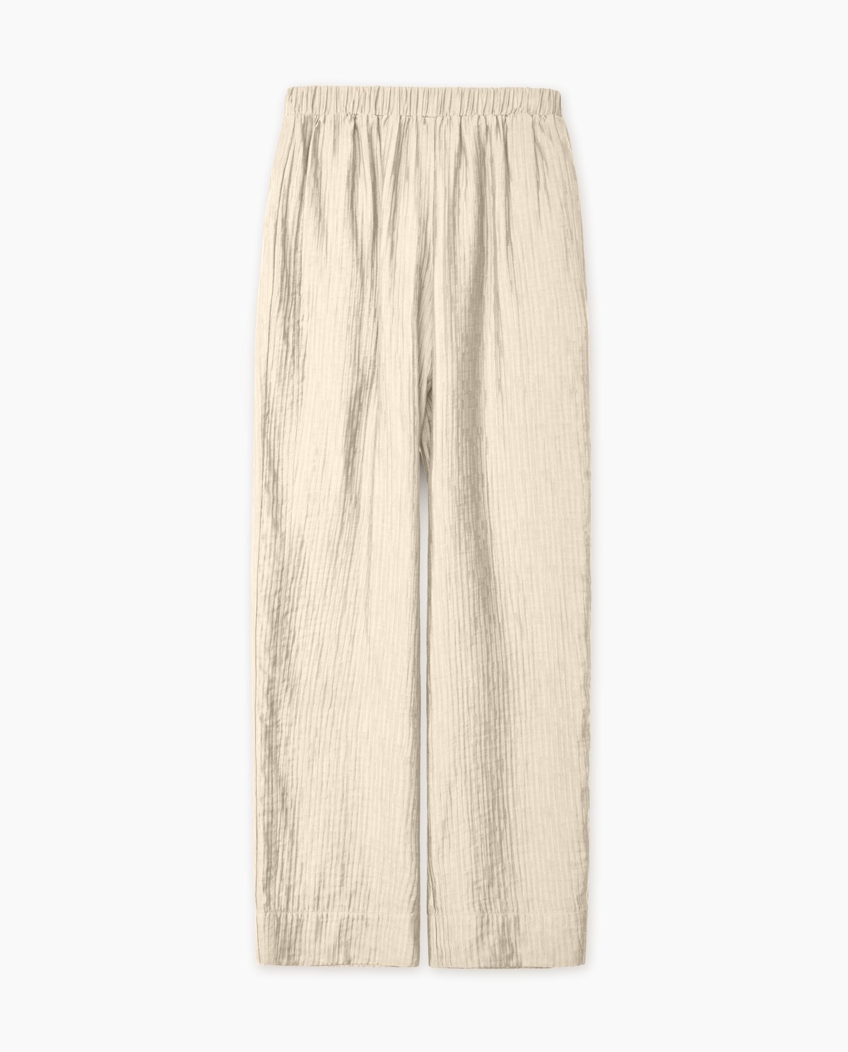 Pantalones wide leg ondulaciones vainilla