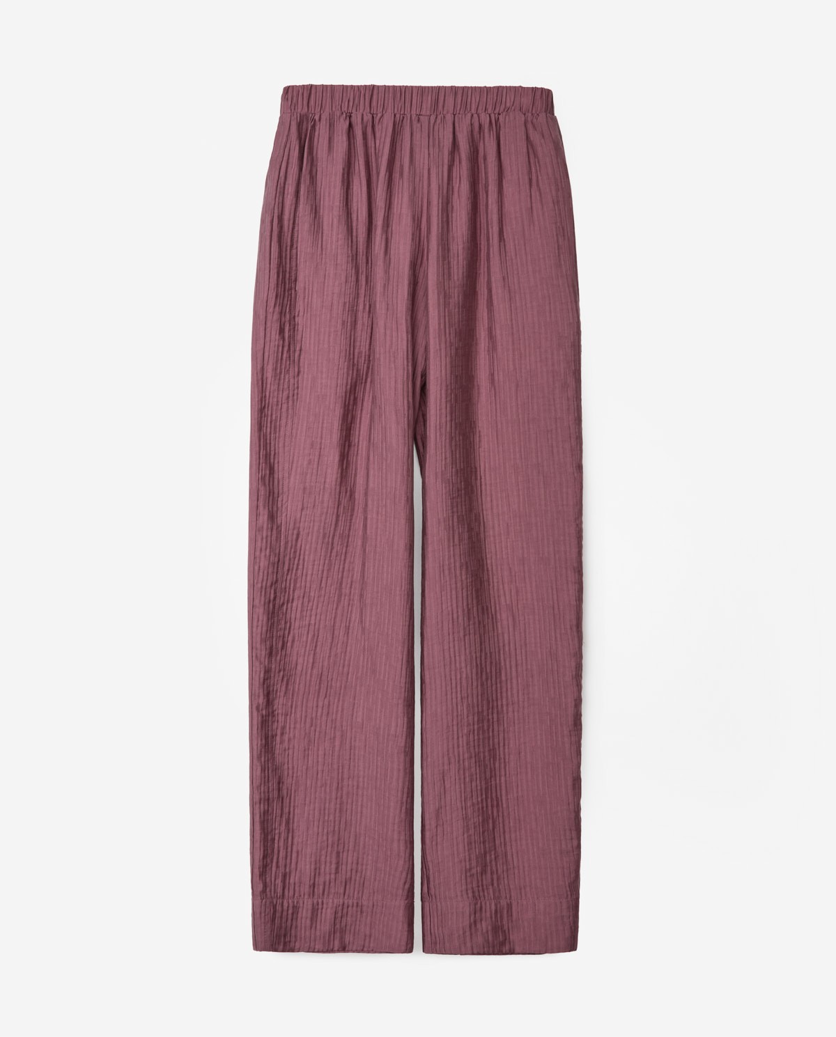Pantalones wide leg ondulaciones berenjena