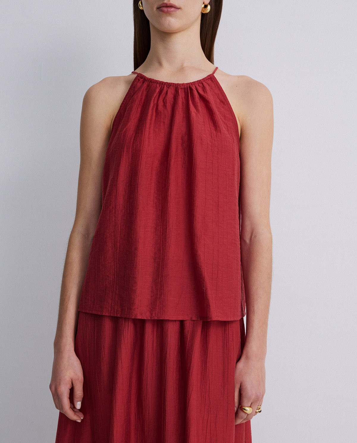 Top cuello halter lyocell rojo oscuro
