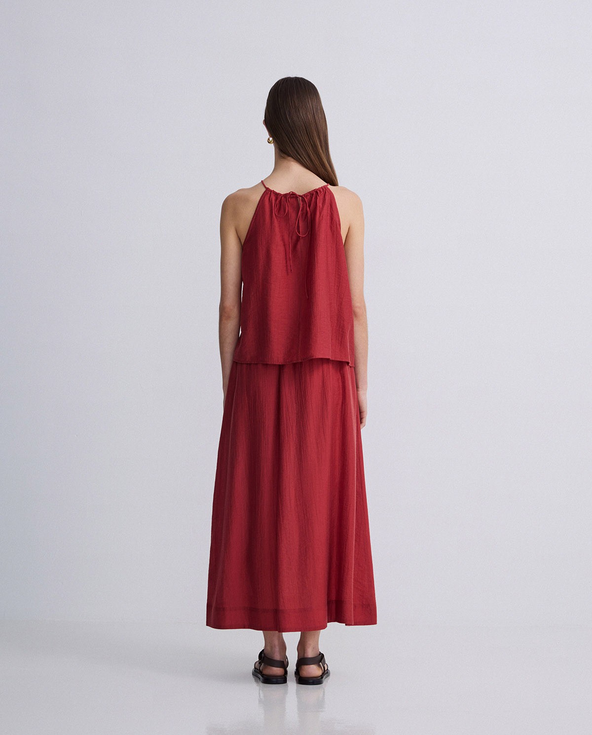 Top cuello halter lyocell rojo oscuro