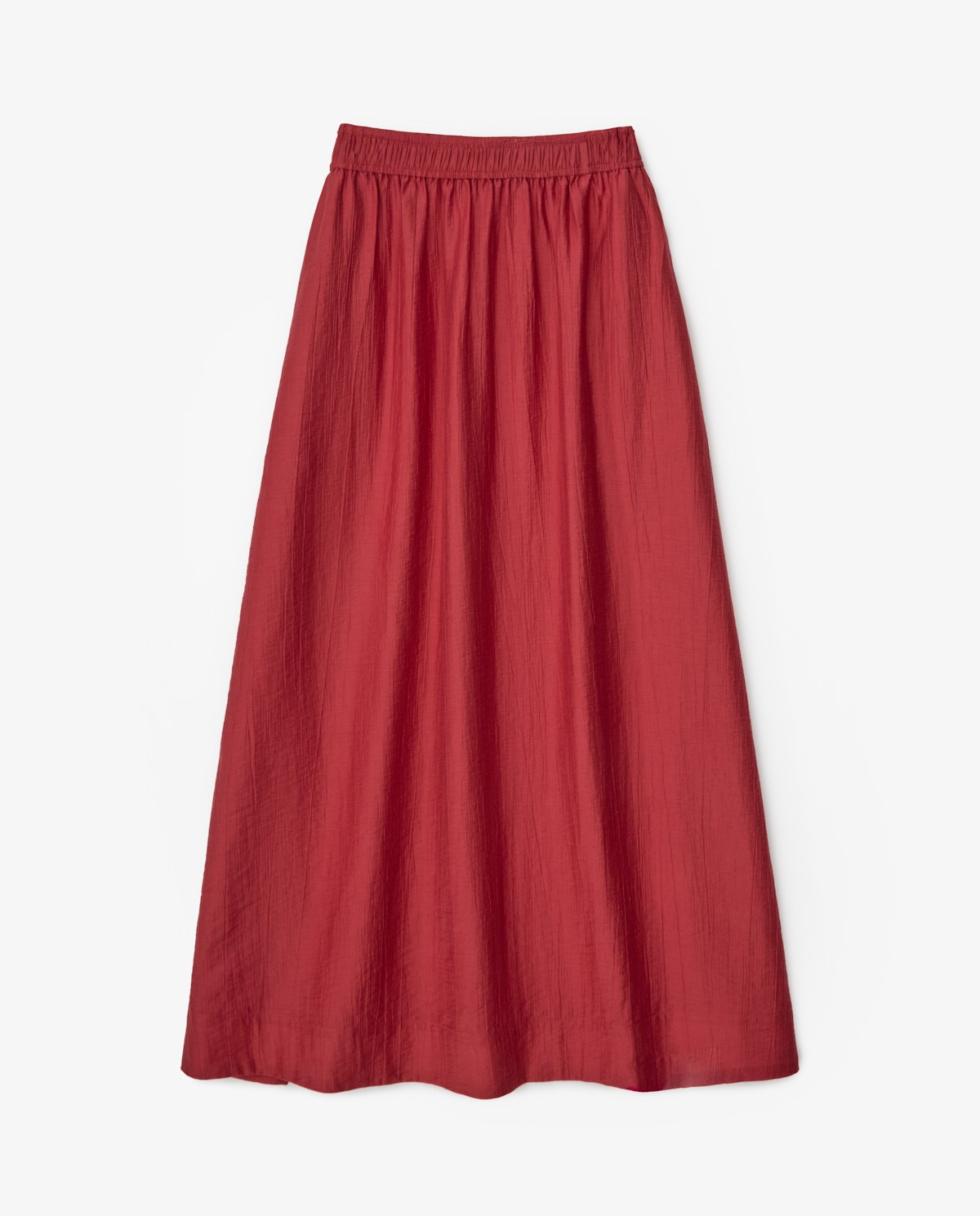 Falda larga cintura elástica rojo oscuro