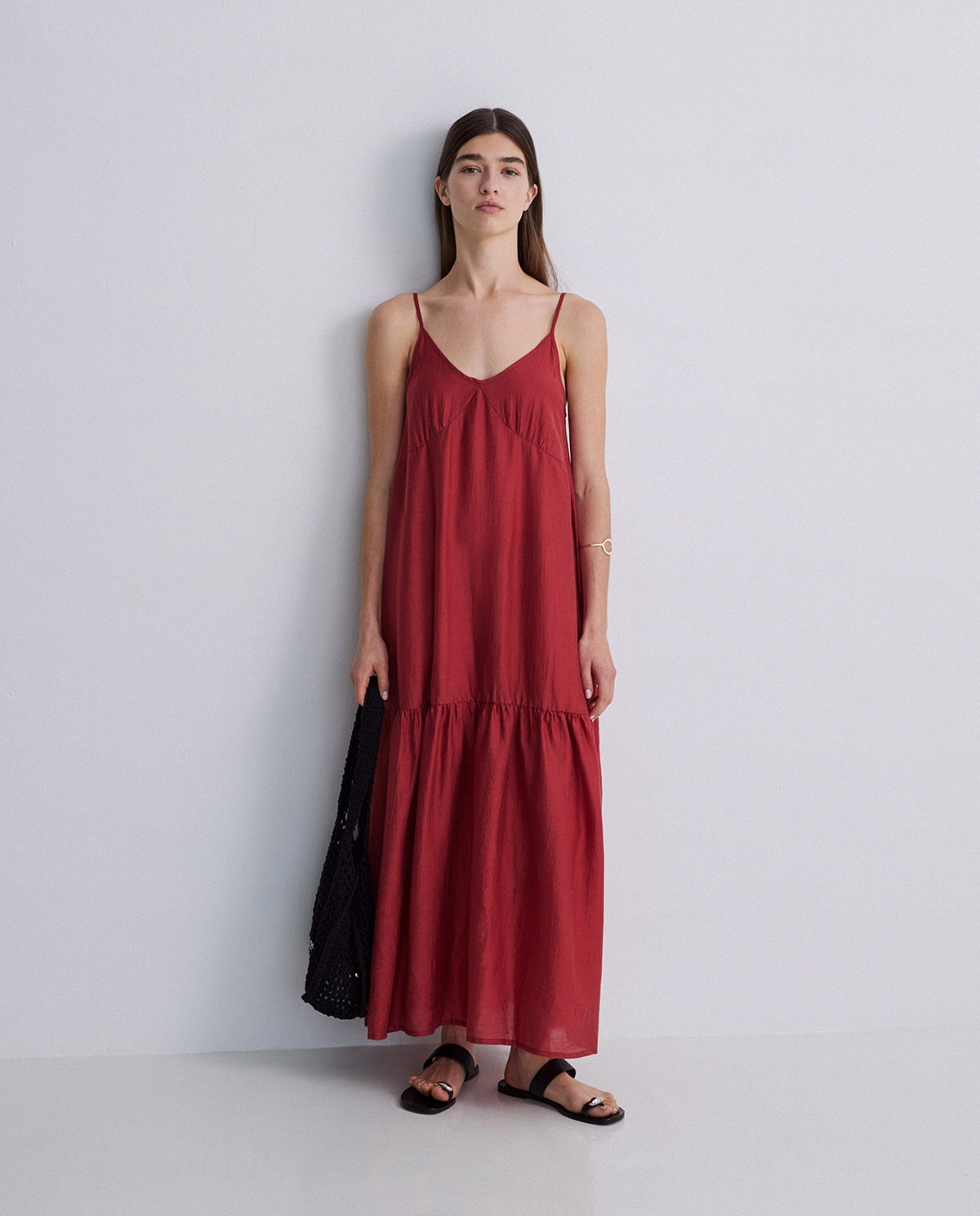 Vestido maxi fluido rojo 2