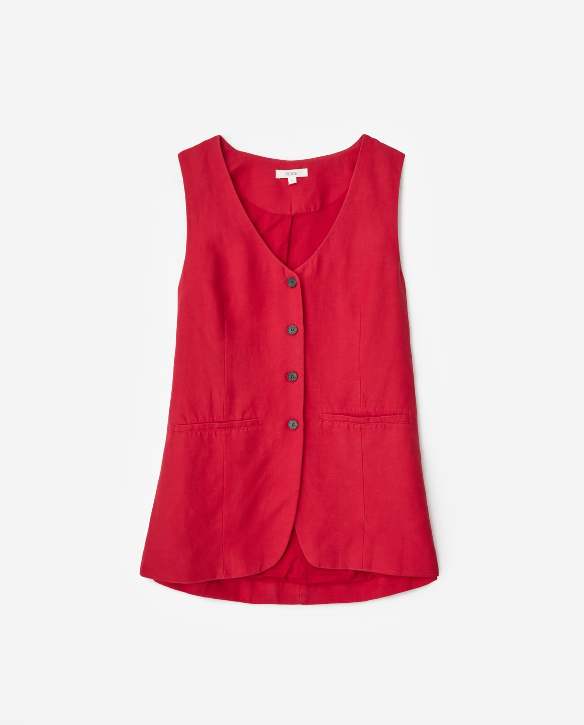 Chaleco largo tencel y lino rojo