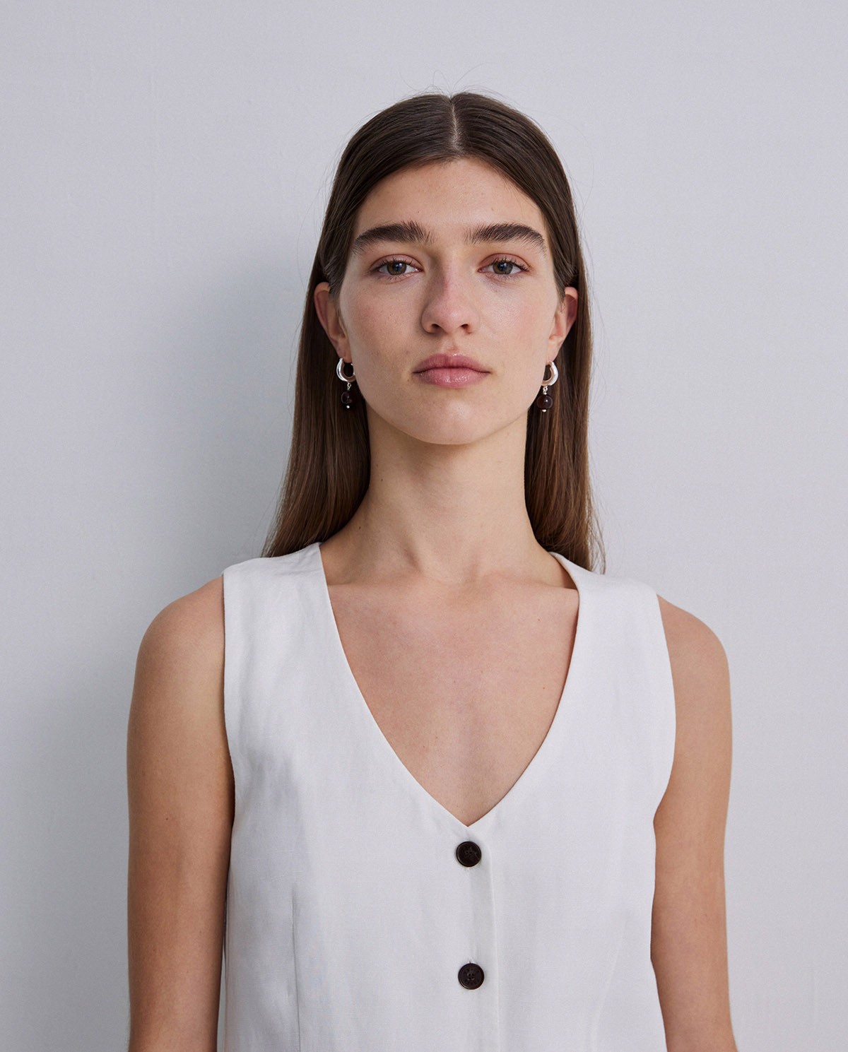 Chaleco largo tencel y lino crudo