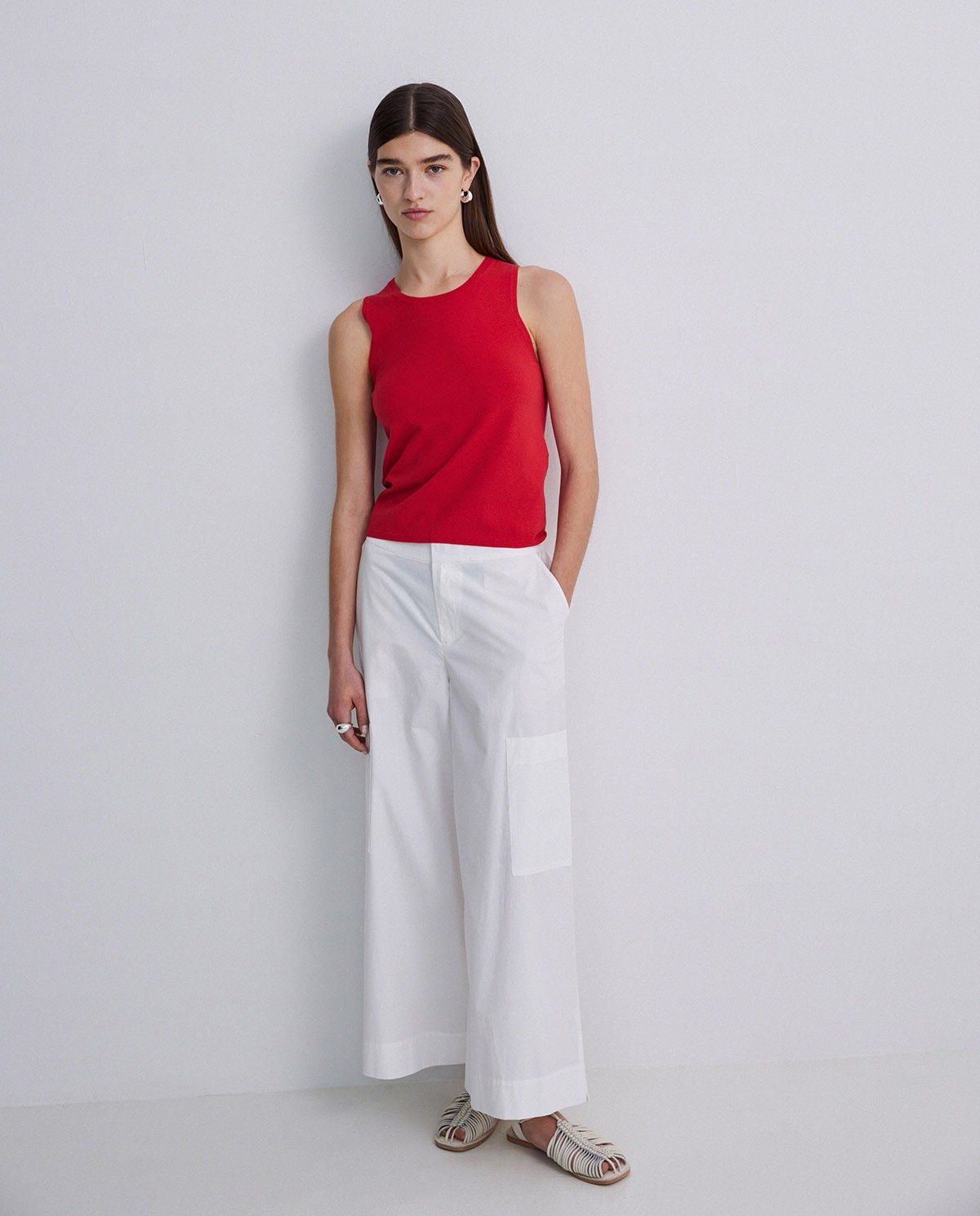 Pantalones popelín algodón culotte crudo