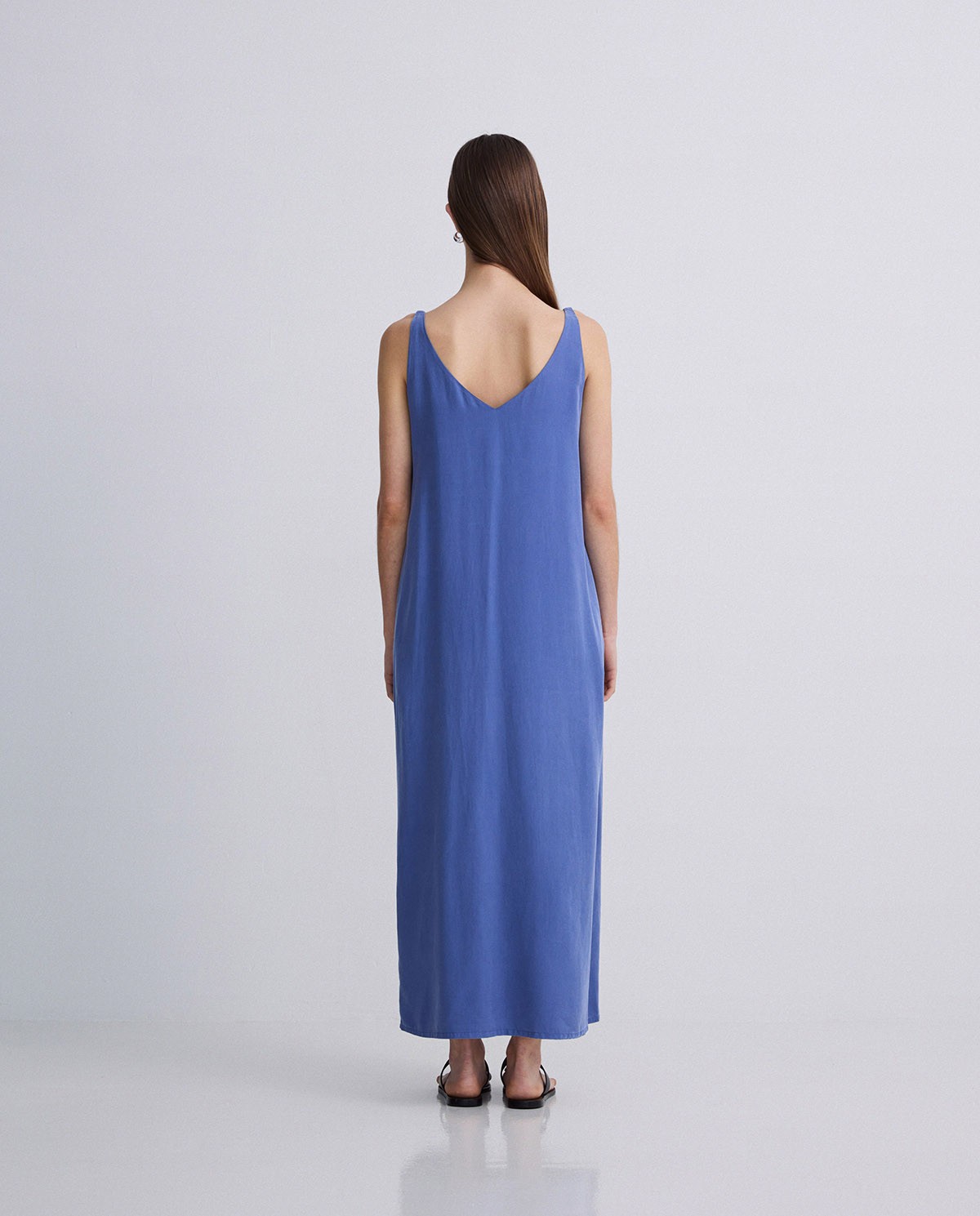 Robe sans manches en tencel bleu
