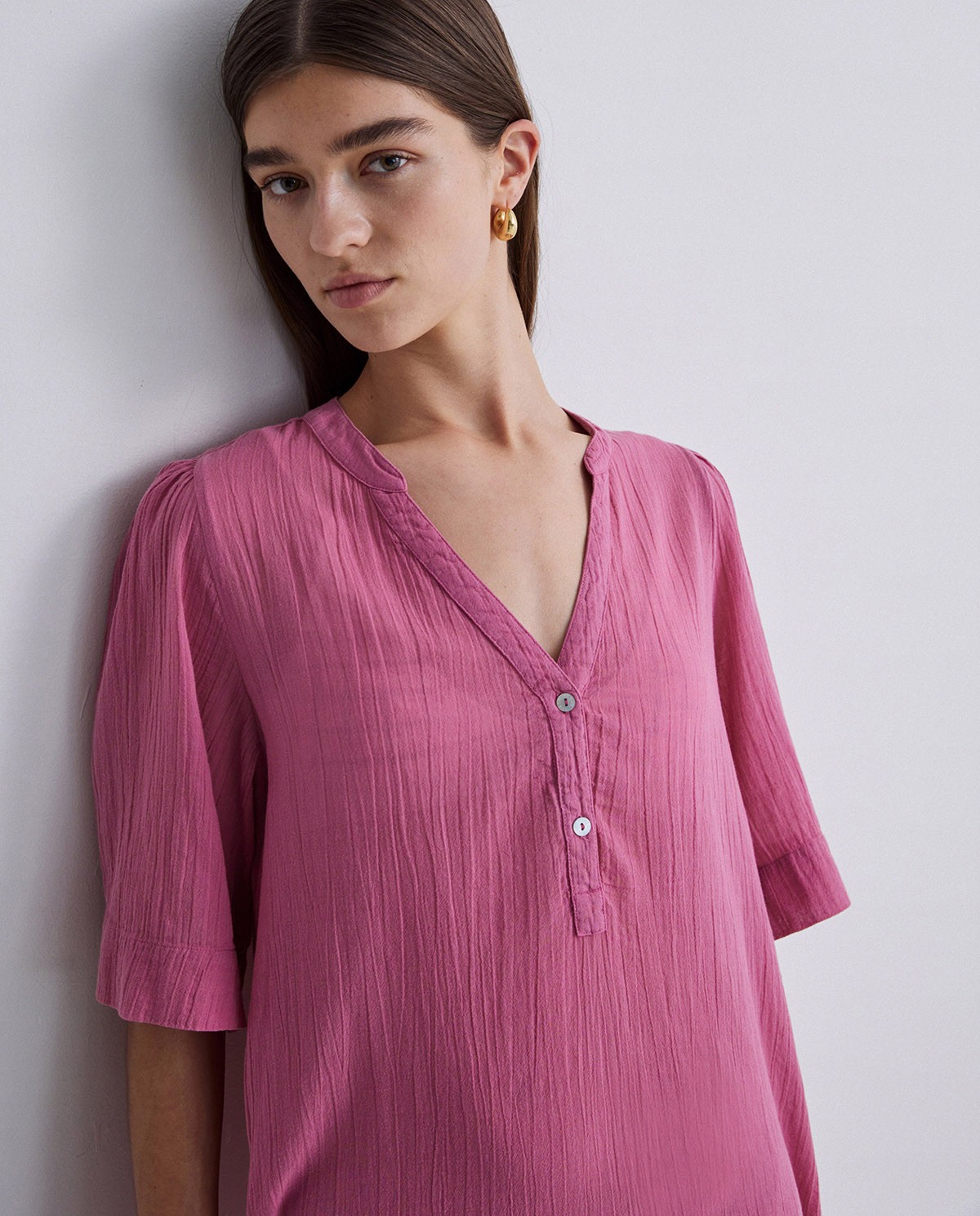 Pink cotton caftan
