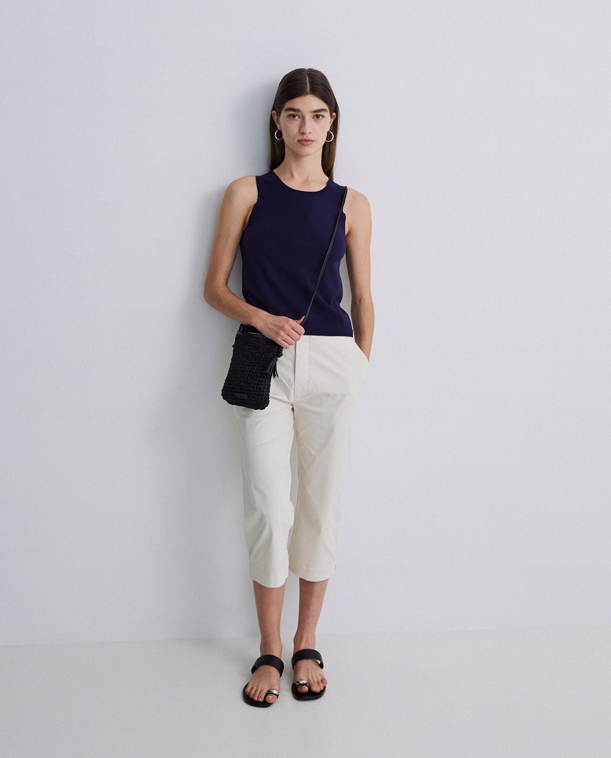 Pantalones capri algodón crudo 1