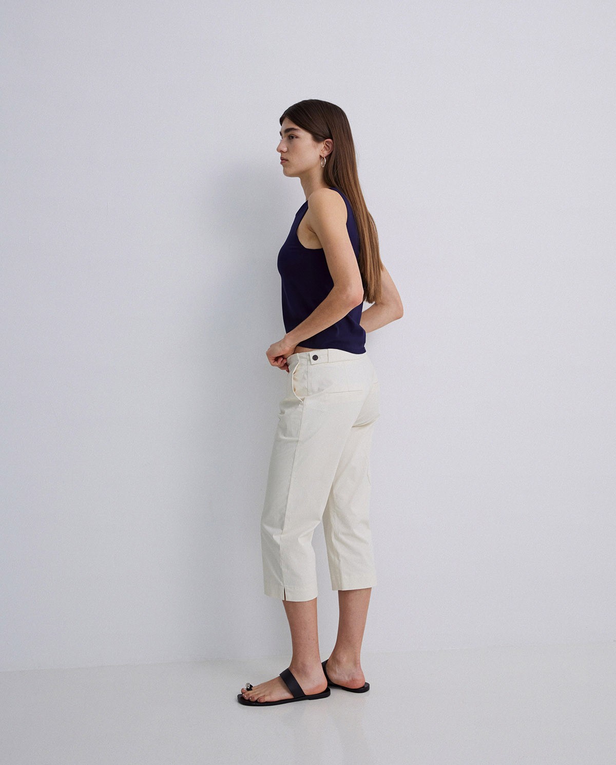 Pantalones capri algodón crudo 2