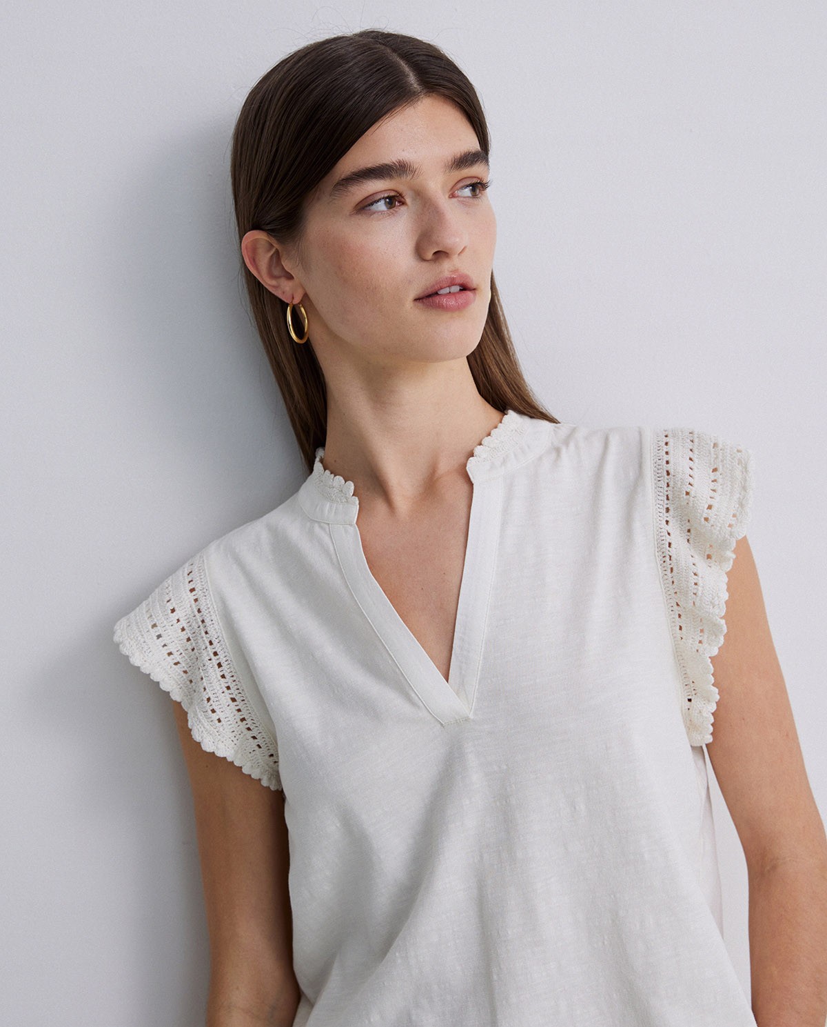 Blusa 100% algodón crochet crudo 1