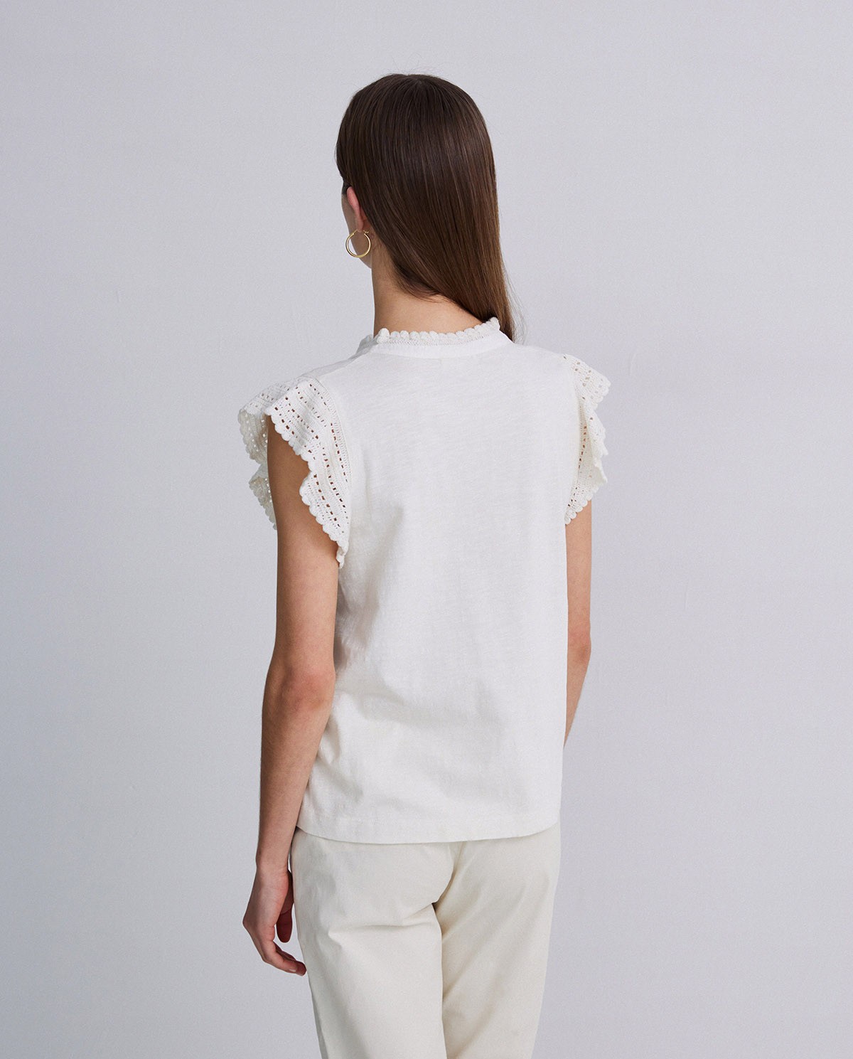 Blusa 100% algodón crochet crudo