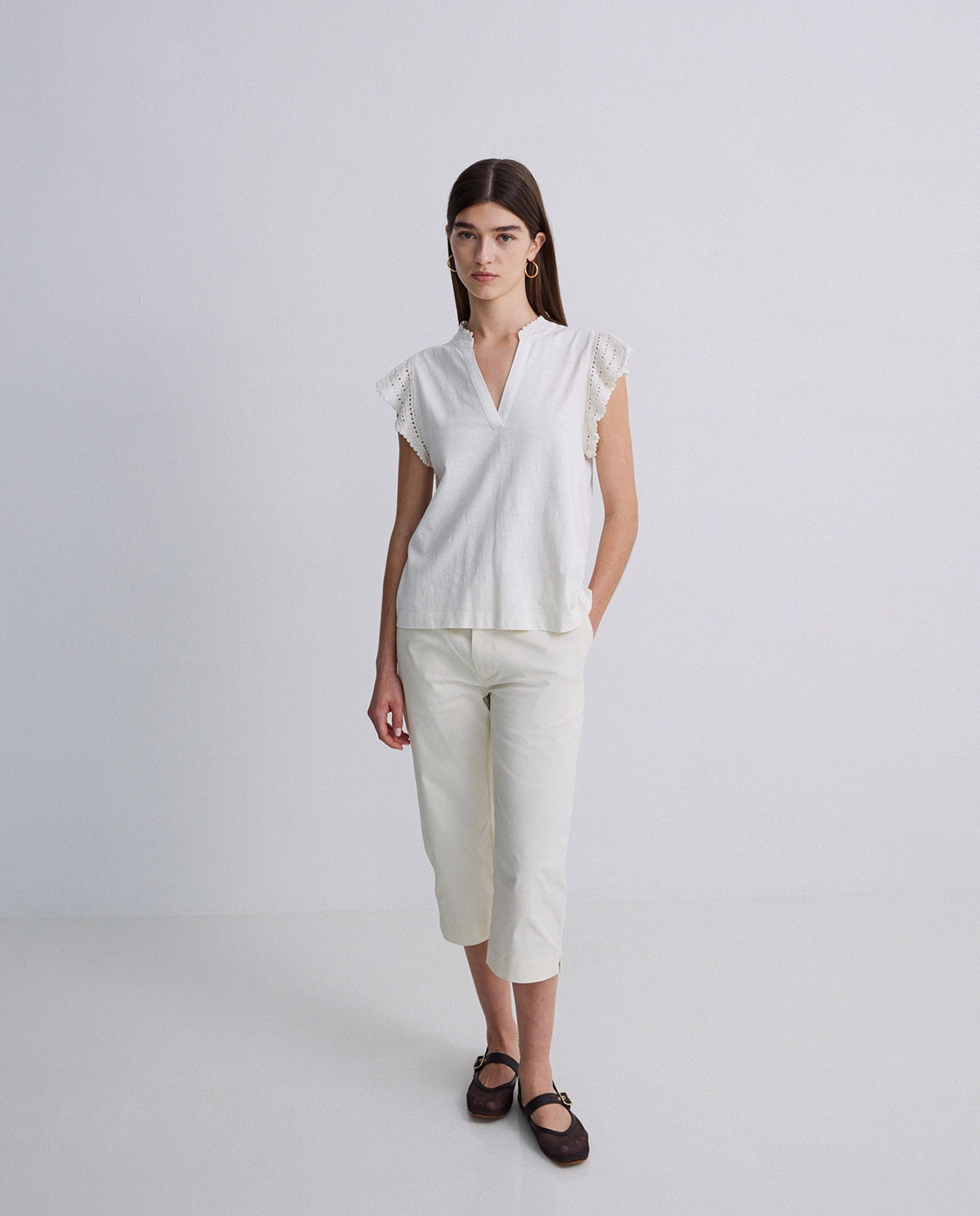 Blusa 100% algodón crochet crudo
