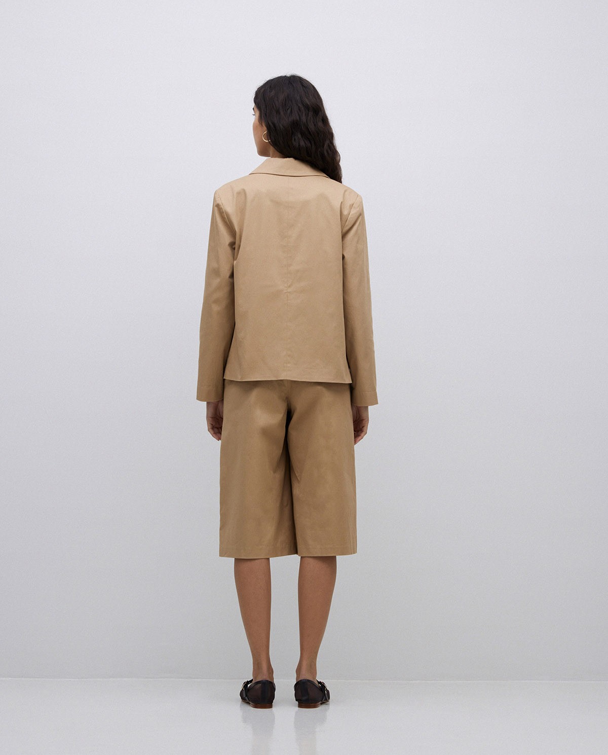 Chaqueta tejido gabardina camel 6
