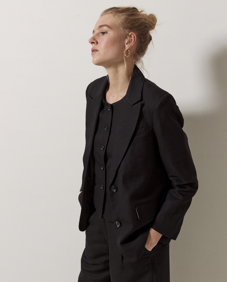 Black linen-blend sport coat