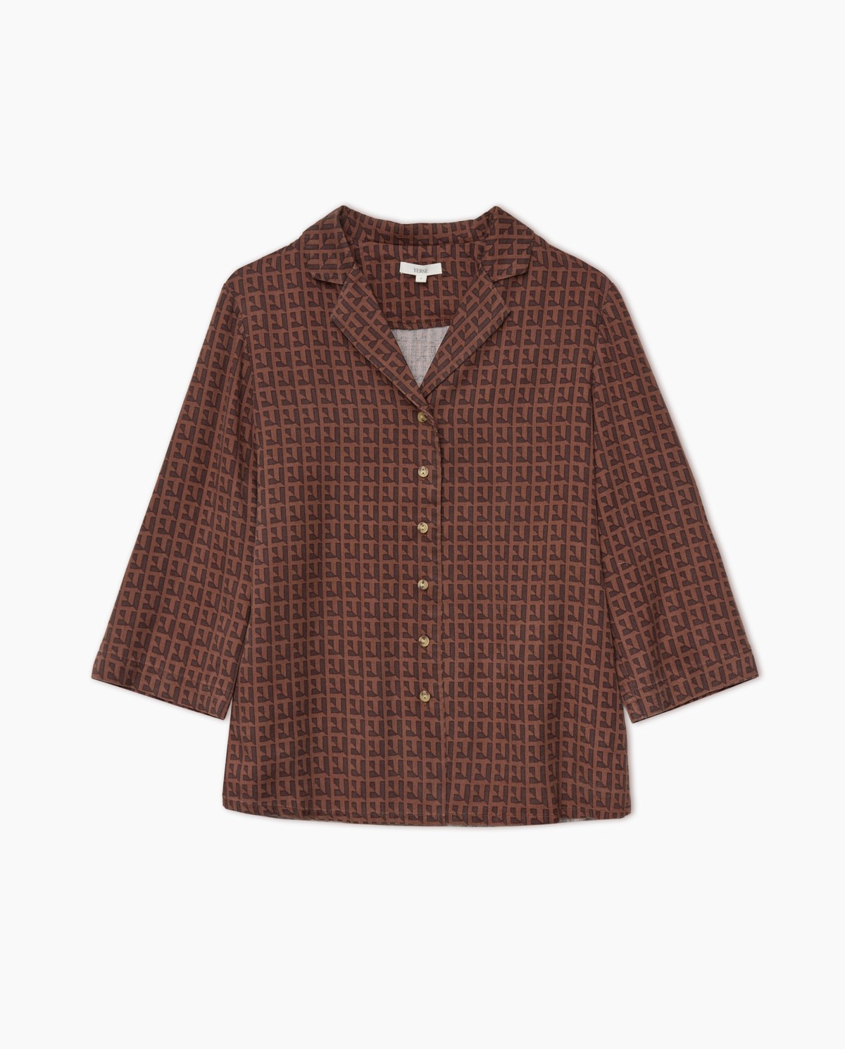 Camisa tencel cuello solapa chocolate 7