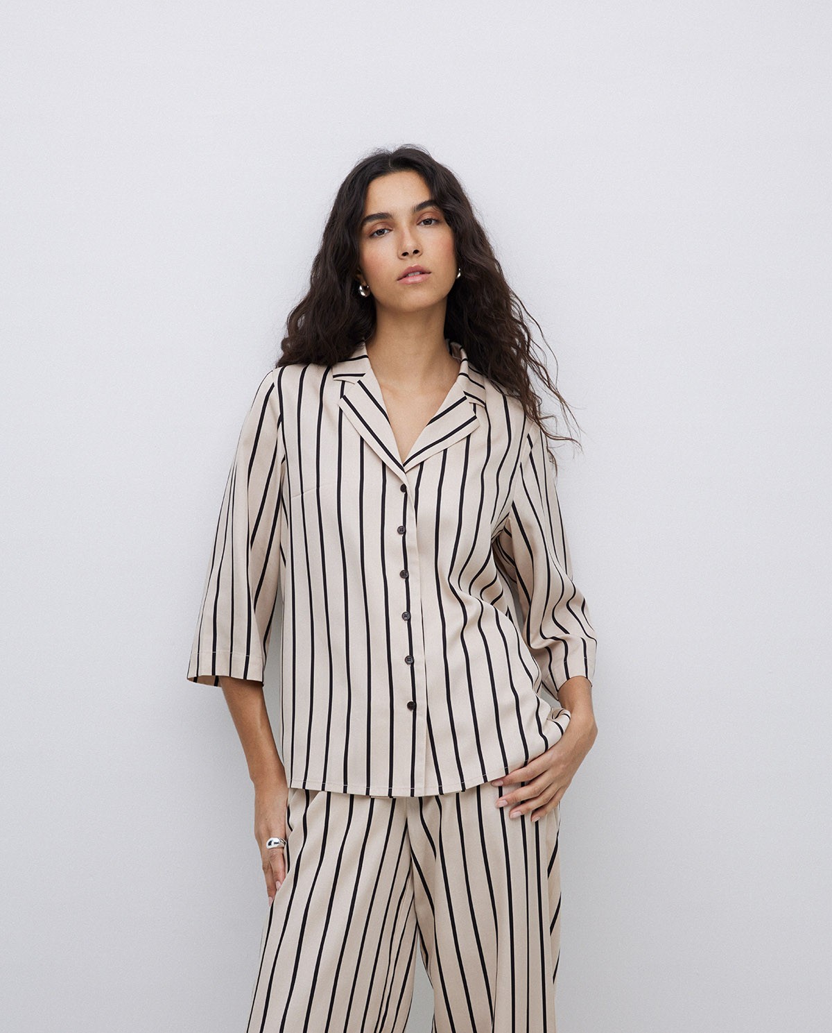 Chemise en lyocell col revers écru 3