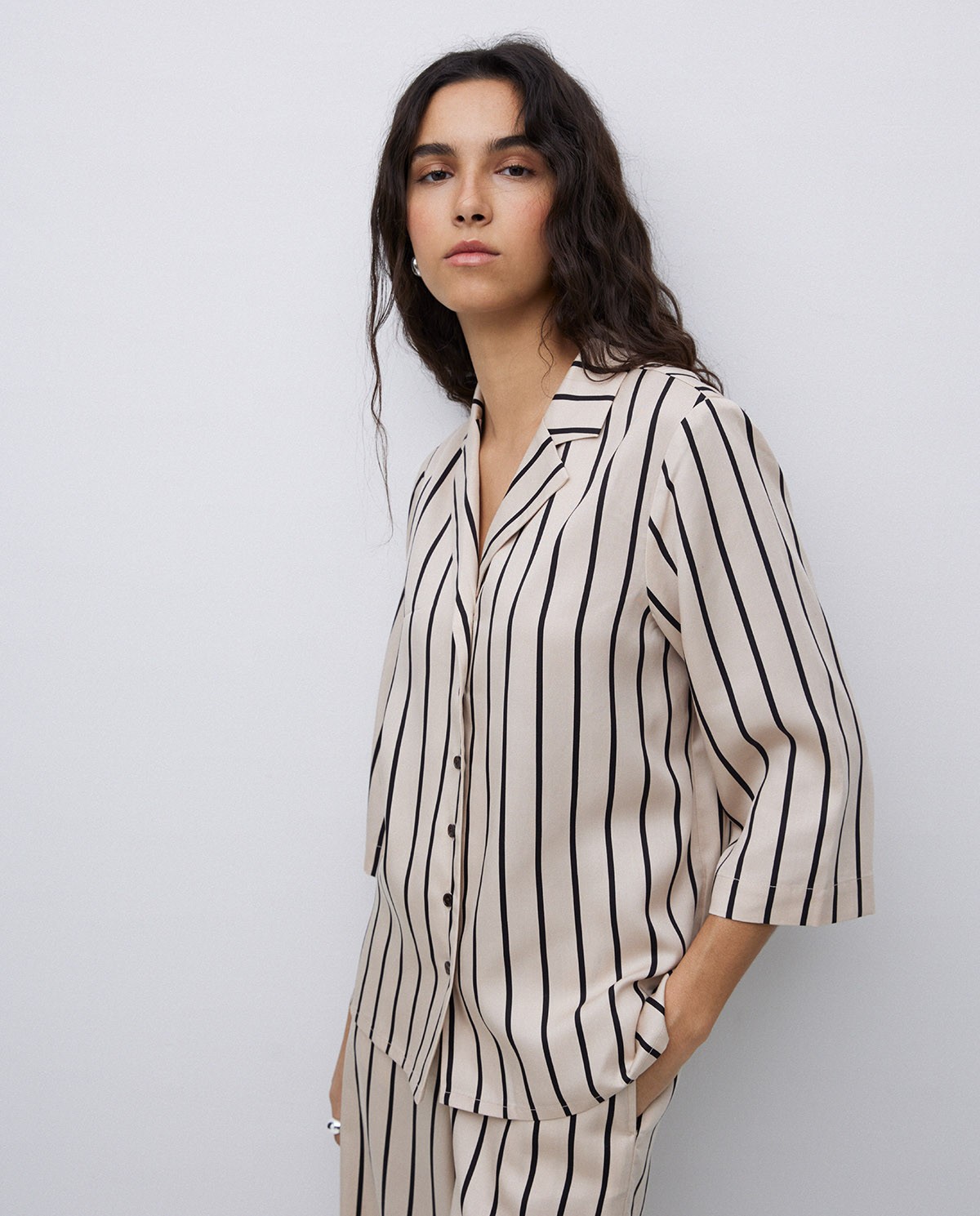 Chemise en lyocell col revers écru