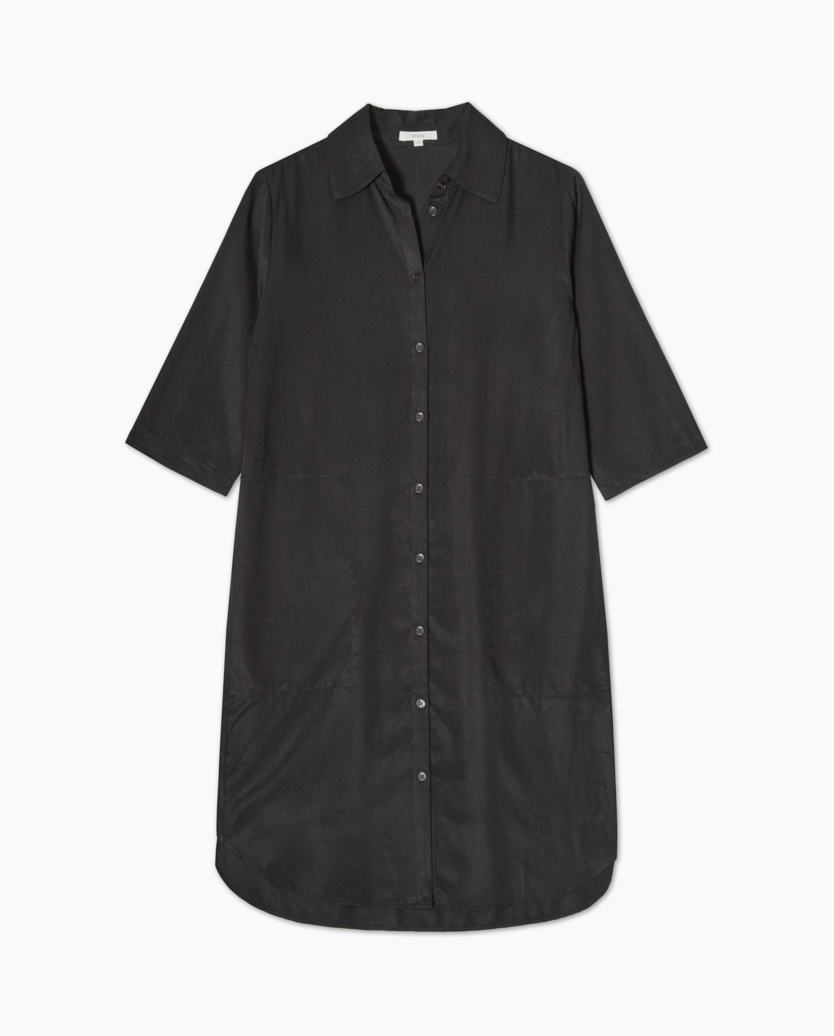 Vestido tencel cuello camisero negro 6