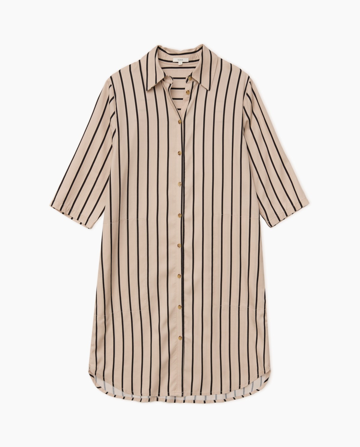 Vestido tencel cuello camisero crudo 7