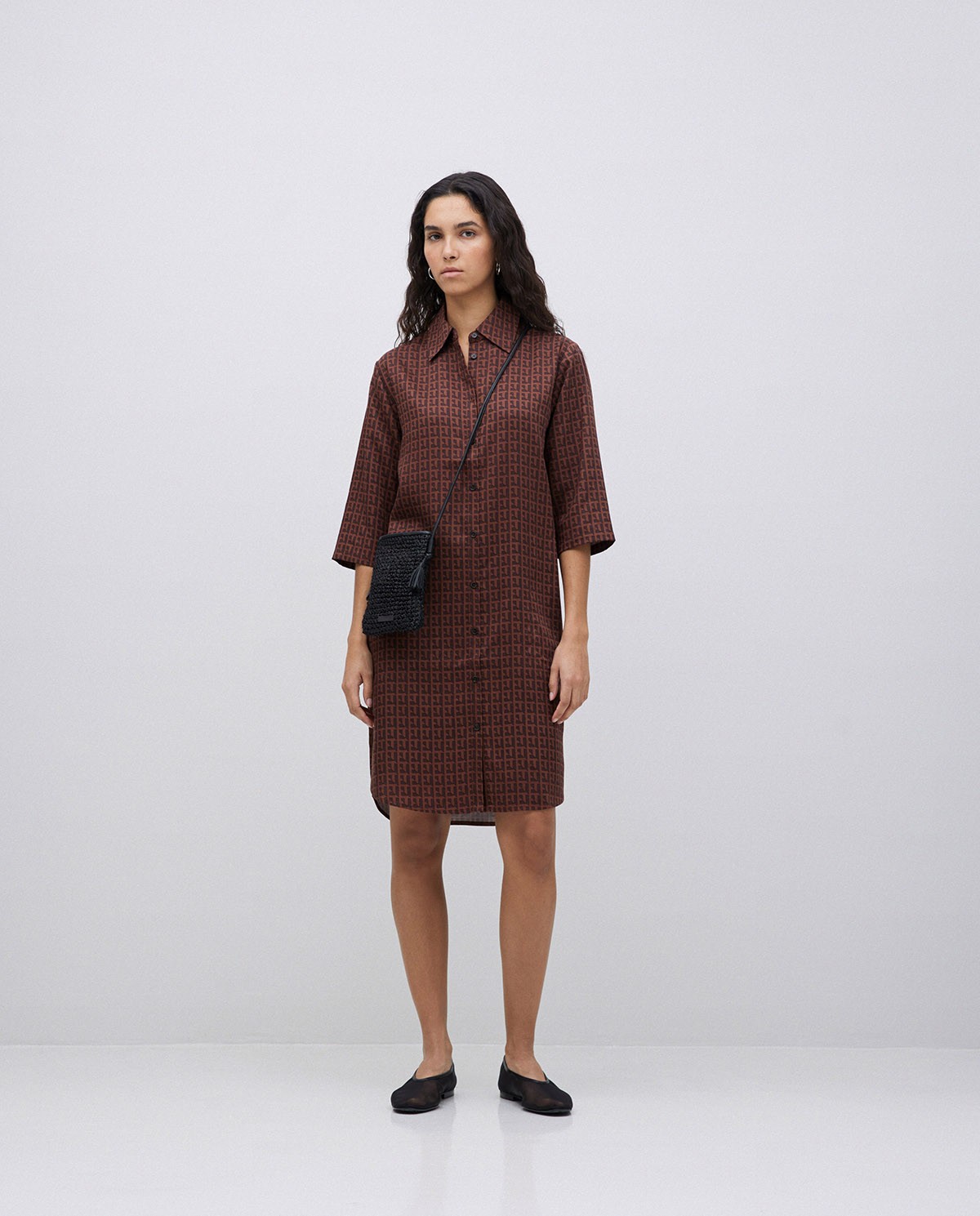 Vestido tencel cuello camisero chocolate 3