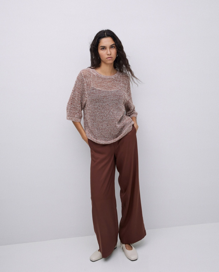 Pantalones wide leg tencel chocolate